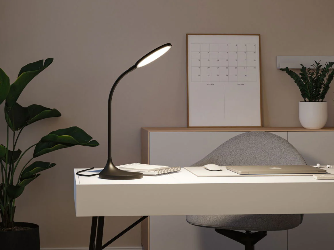 LED Schreibtischleuchte Mejan 4000K 1200lm 15W Schwarz oder Weiß matt - Image 4