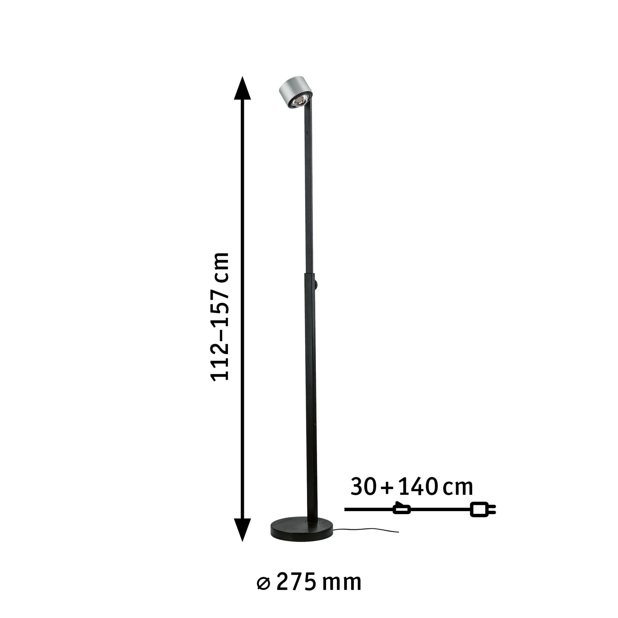 LED Stehleuchte Aldan 2700K 827lm / 473lm 8,5 / 1x7W Schwarz/Alu gebürstet - Image 4