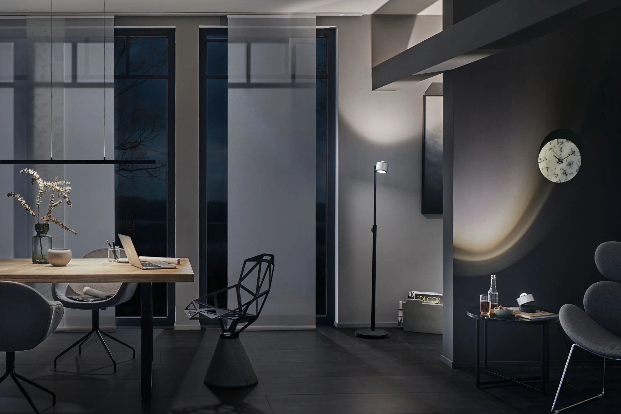 LED Stehleuchte Aldan 2700K 827lm / 473lm 8,5 / 1x7W Schwarz/Alu gebürstet - Image 5
