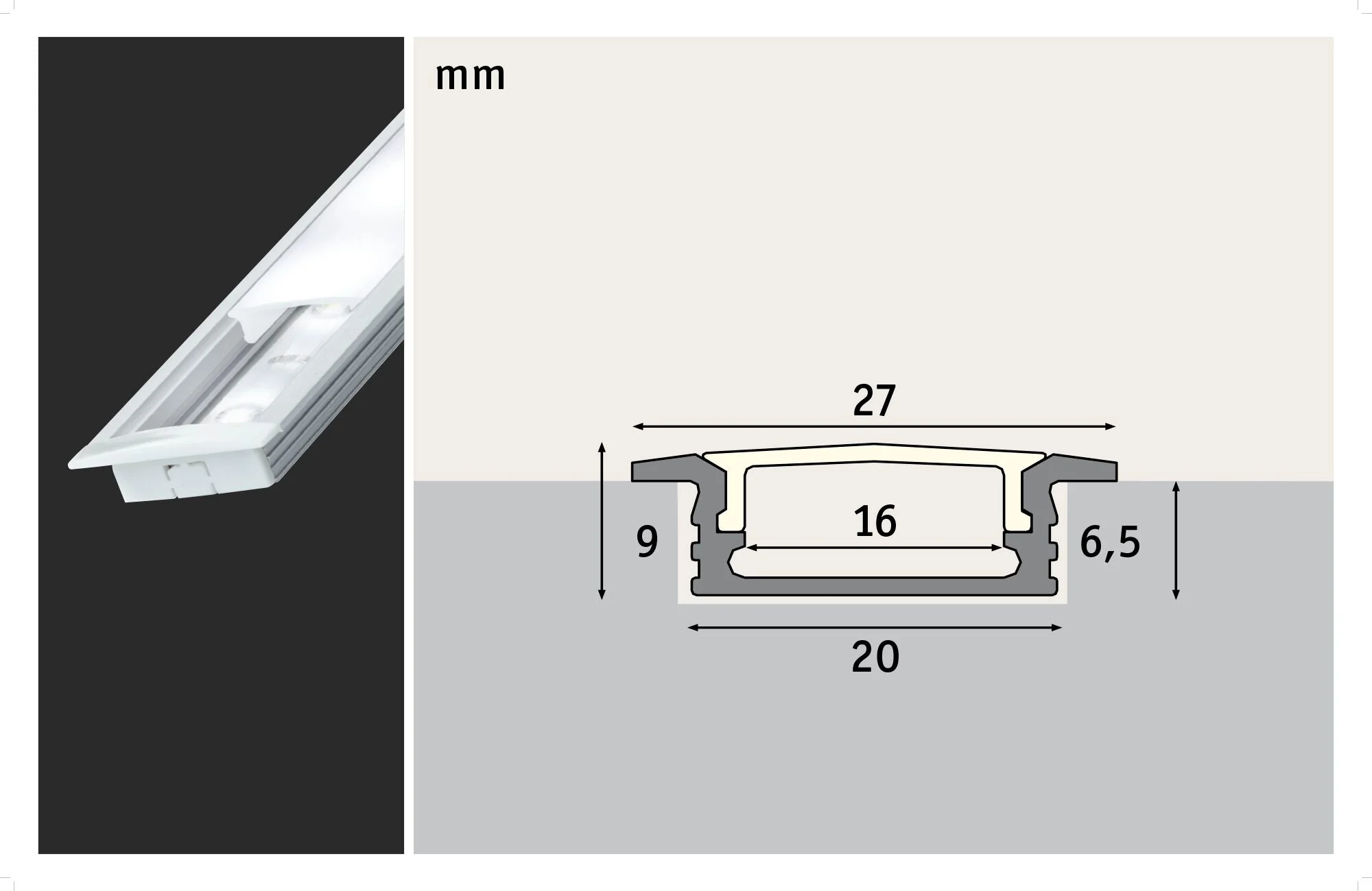 LED Strip Einbauprofil Floor  2m Alu/Satin - Image 2
