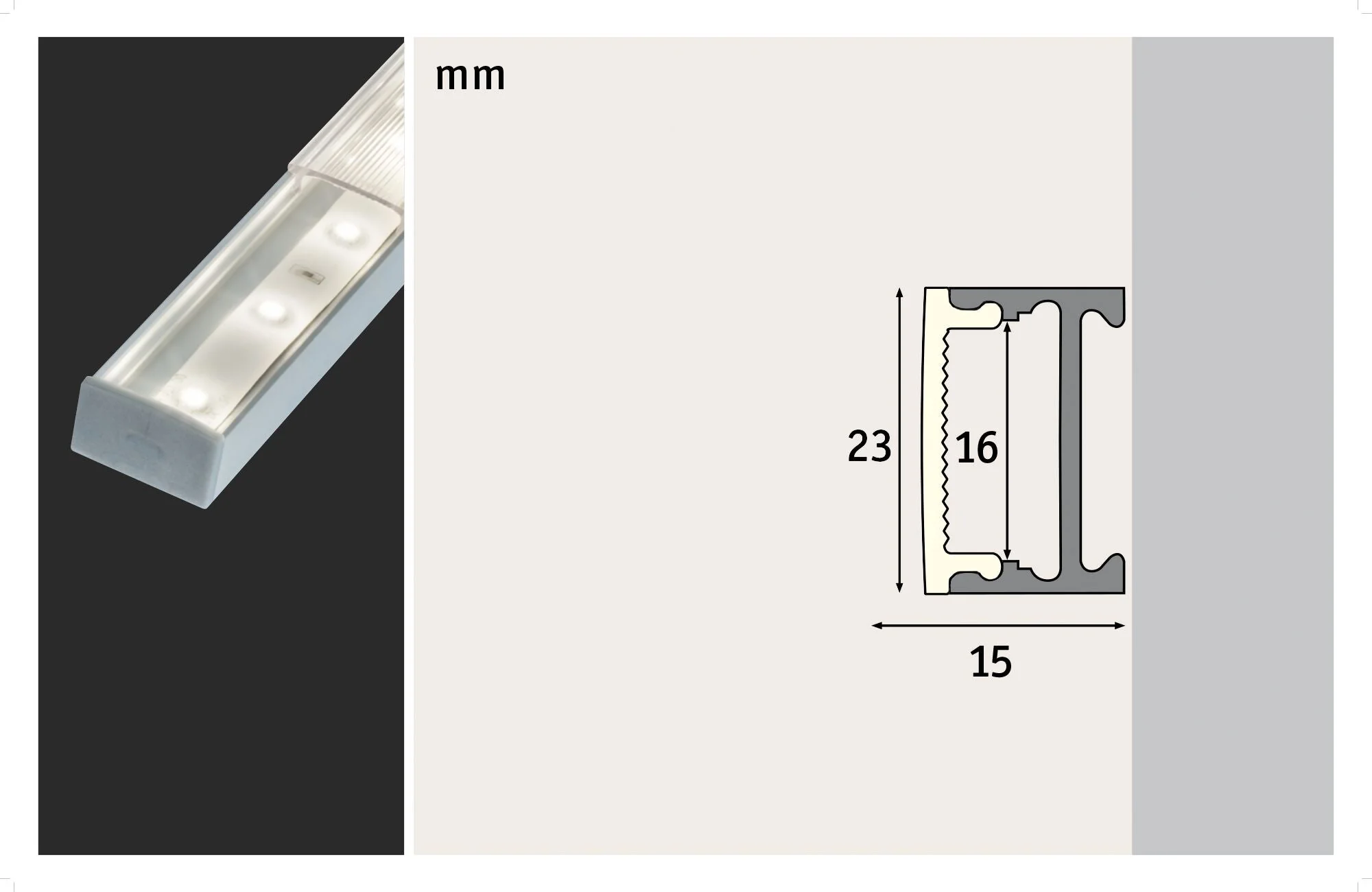 LED Strip Profil Square  1m Alu/Satin - Image 3