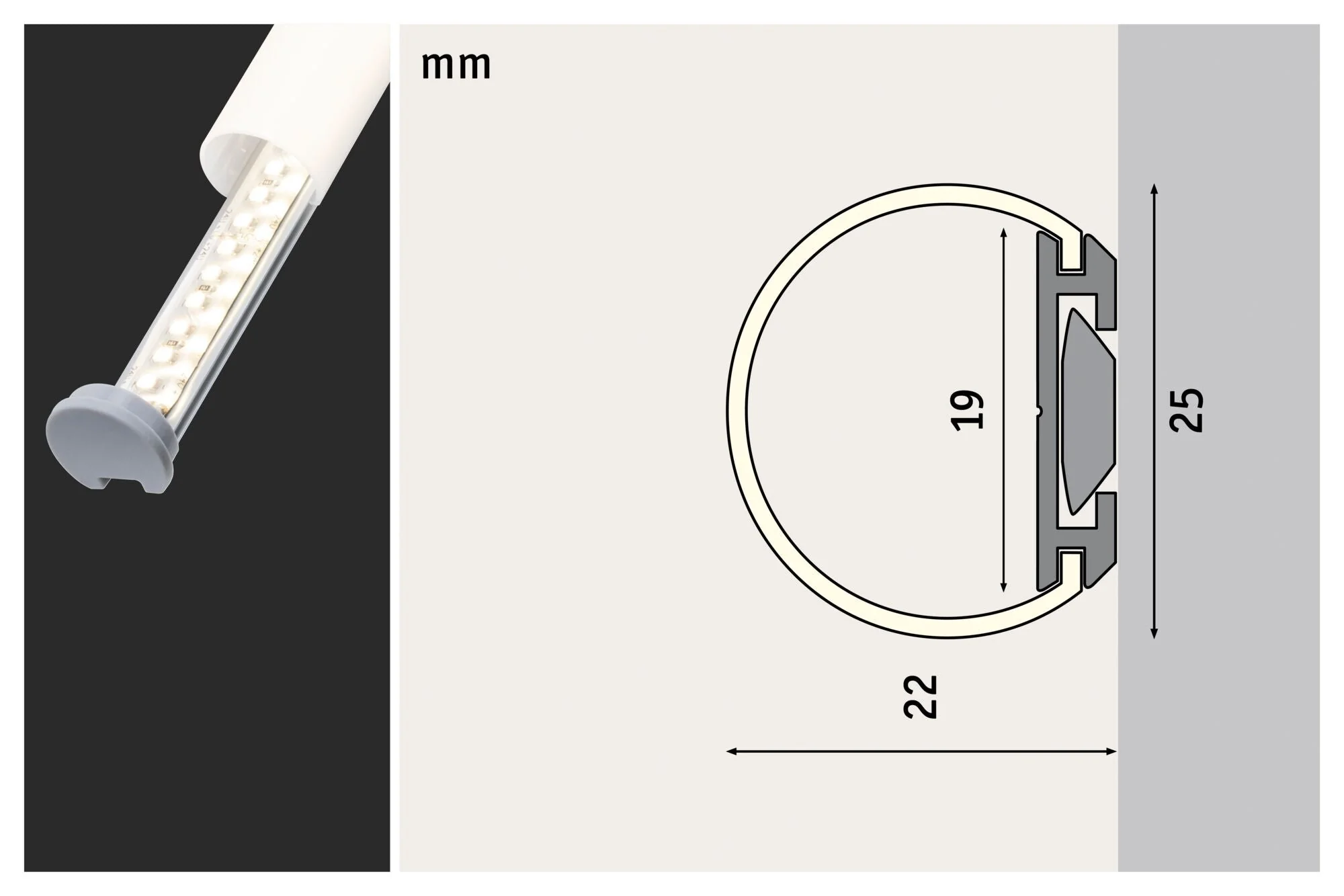 LED Strip Profil Tube 2m Alu eloxiert - Image 2