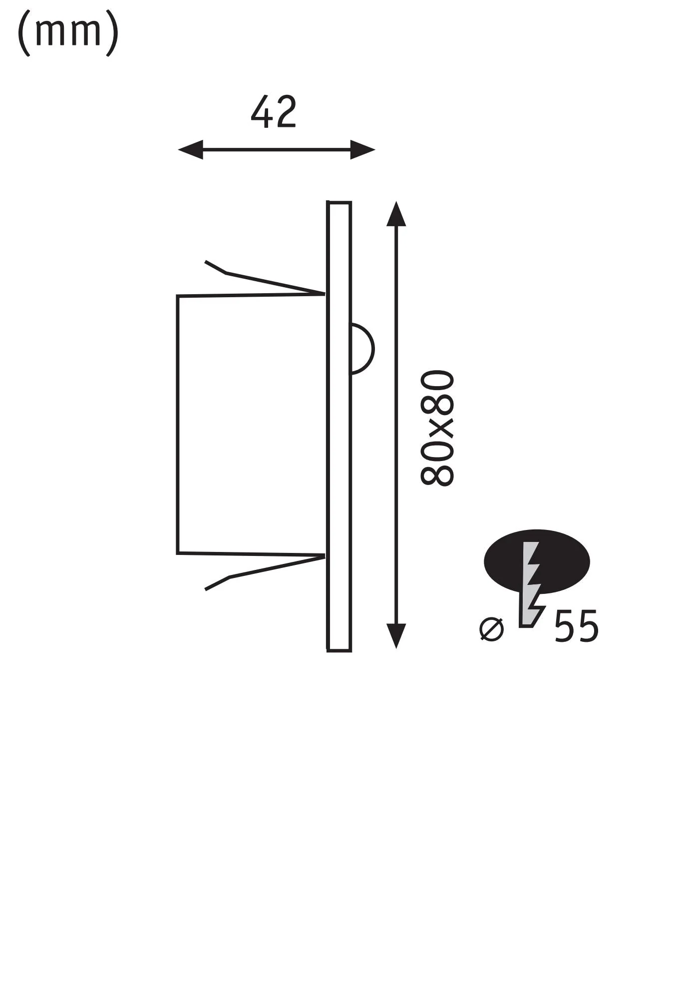 LED Wandeinbauleuchte Edge Quadro eckig 80x42mm 1,2W 25lm 230V 2700K Schwarz - Image 2