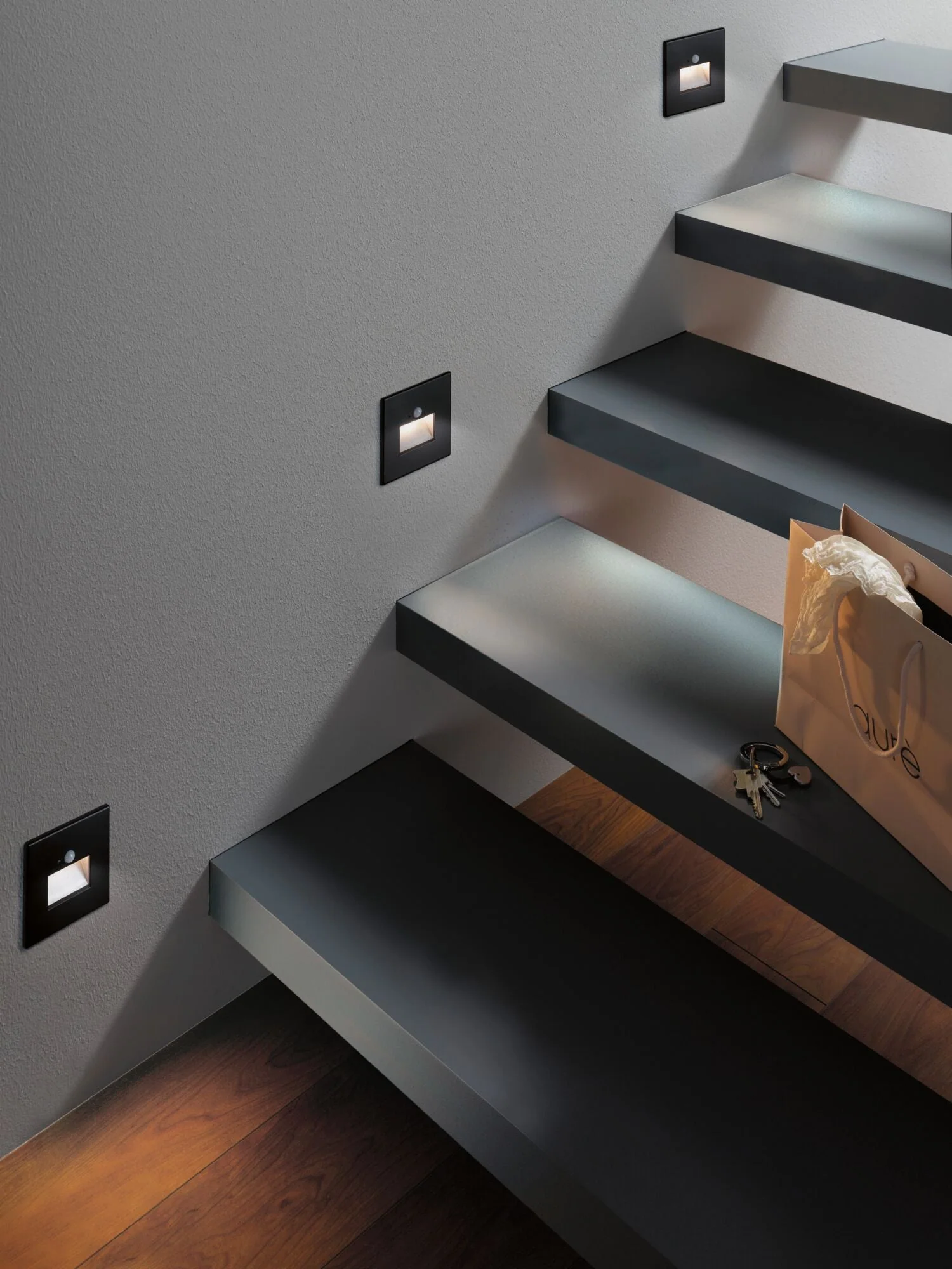 LED Wandeinbauleuchte Edge Quadro eckig 80x42mm 1,2W 25lm 230V 2700K Schwarz - Image 5