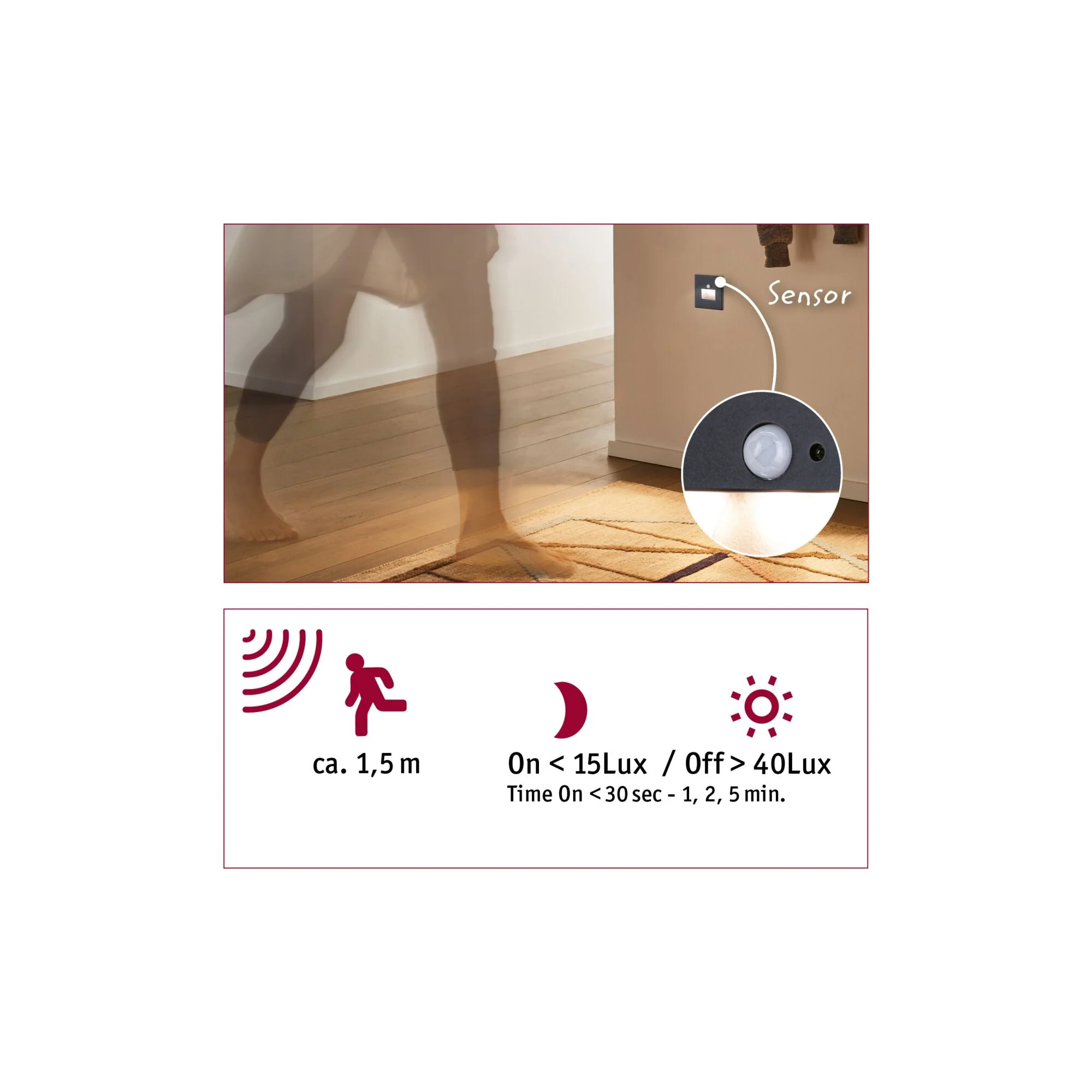 LED Wandeinbauleuchte Edge Quadro eckig 80x42mm 1,2W 25lm 230V 2700K Schwarz - Image 8