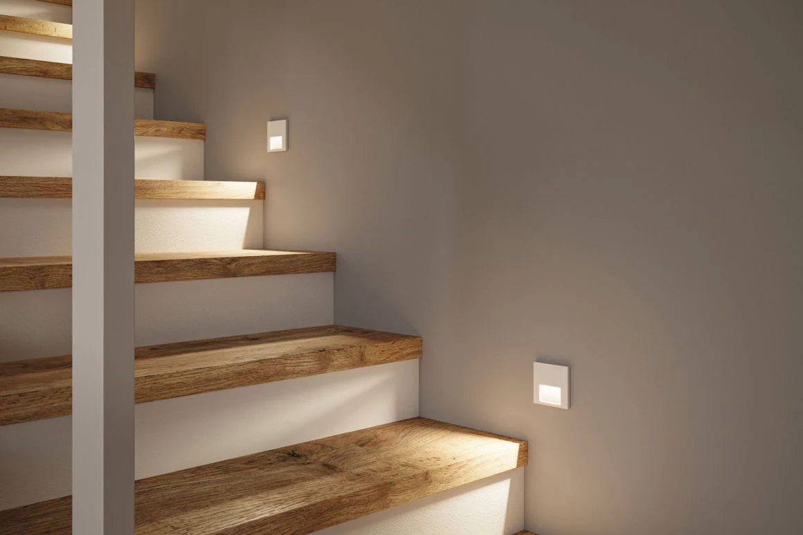LED Wandeinbauleuchte Tsaro eckig 80x36mm 1W 80lm 230V 2700K Weiß matt mit Bewegungsmelder - Image 4