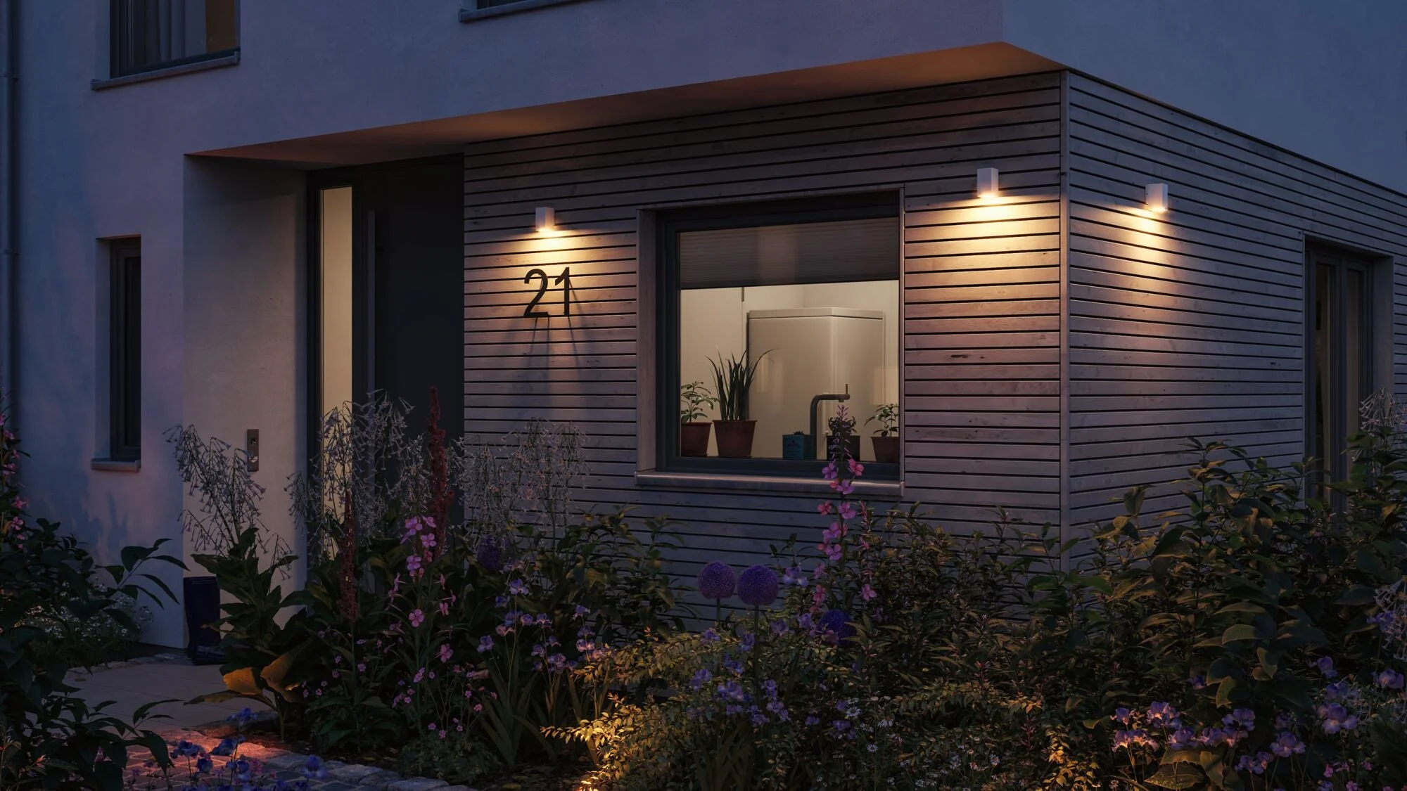 LED Wandleuchte Flame insektenfreundlich IP44 eckig 58x103mm 2200K 4W 265lm 230V 75° Weiß Metall - Image 6
