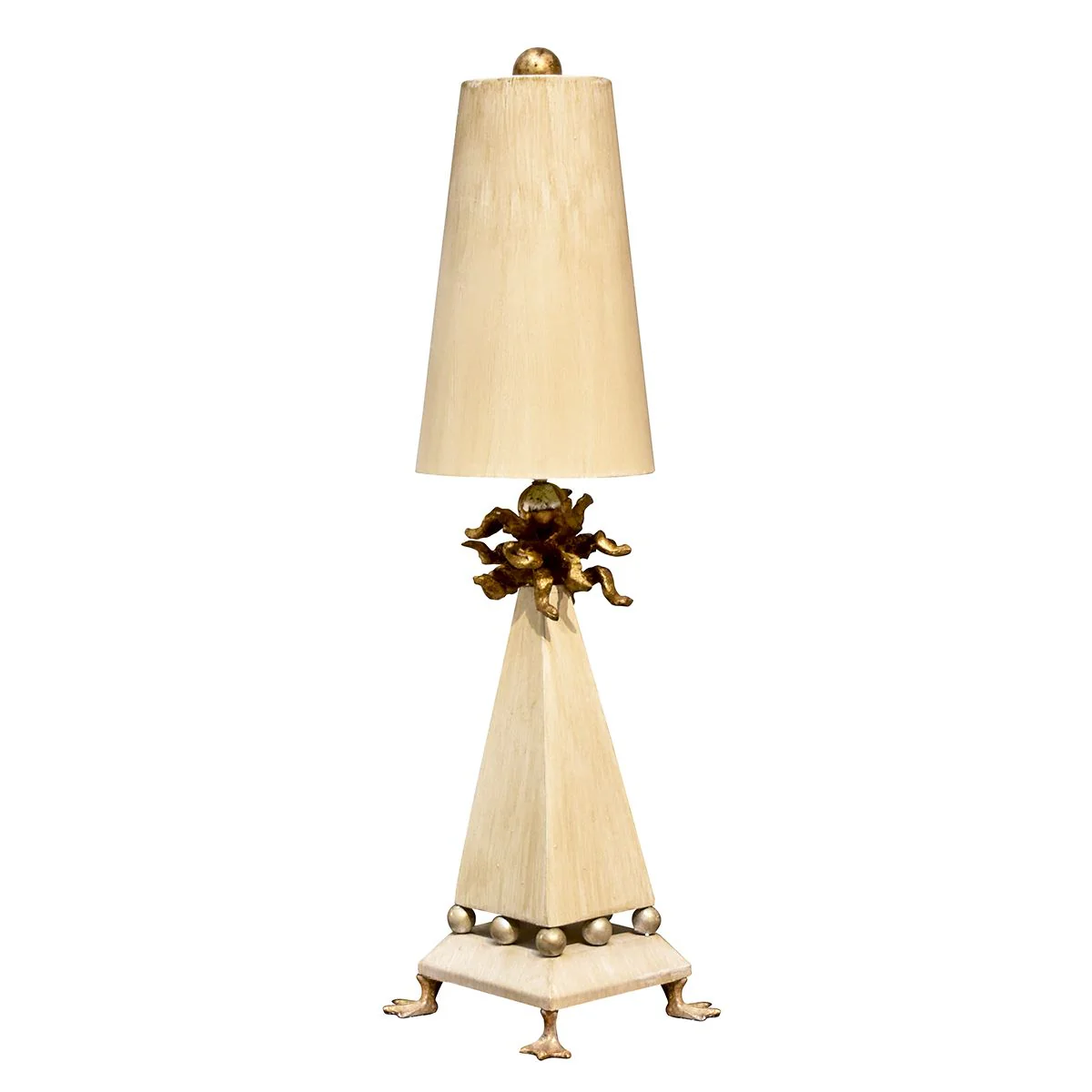 Leda 1-flammige Tischlampe – cremefarbene Patina, Blattgold mit cremefarbenem Patina-Schirm - Image 6