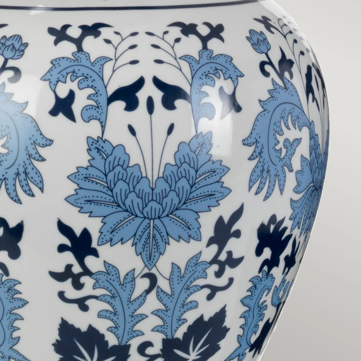 Linyi 1-flammige Tischlampe mit hohem Empire-Schirm - Blau und Weiß mit elfenbeinfarbenem Schirm - Image 3