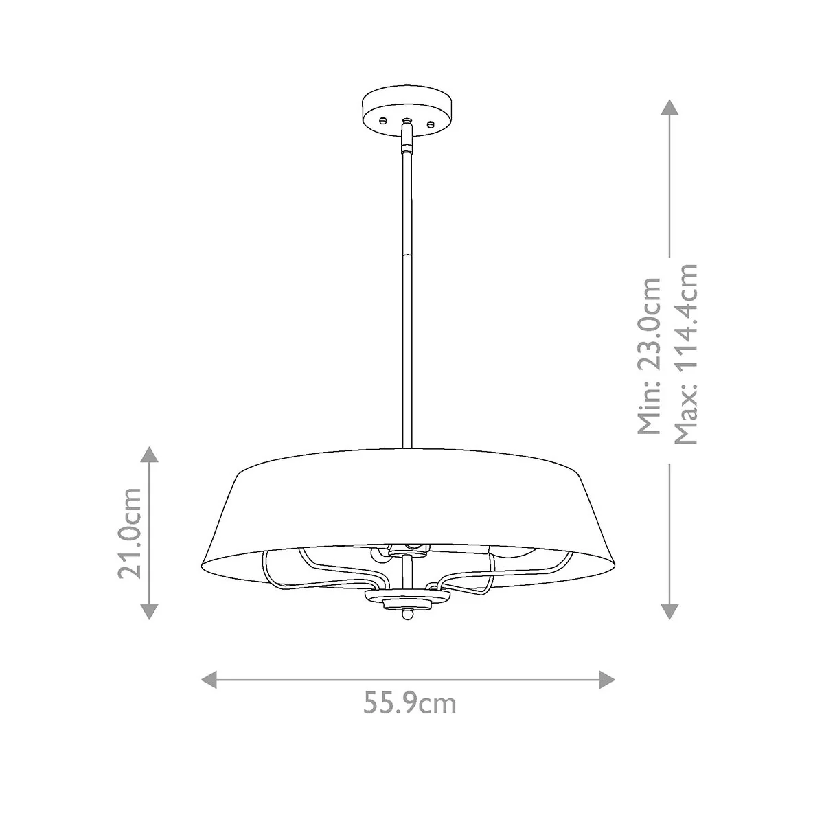 Luella 4lt Pendelleuchte mit zwei Halterungen, gebürstetes Naturmessing - Image 10