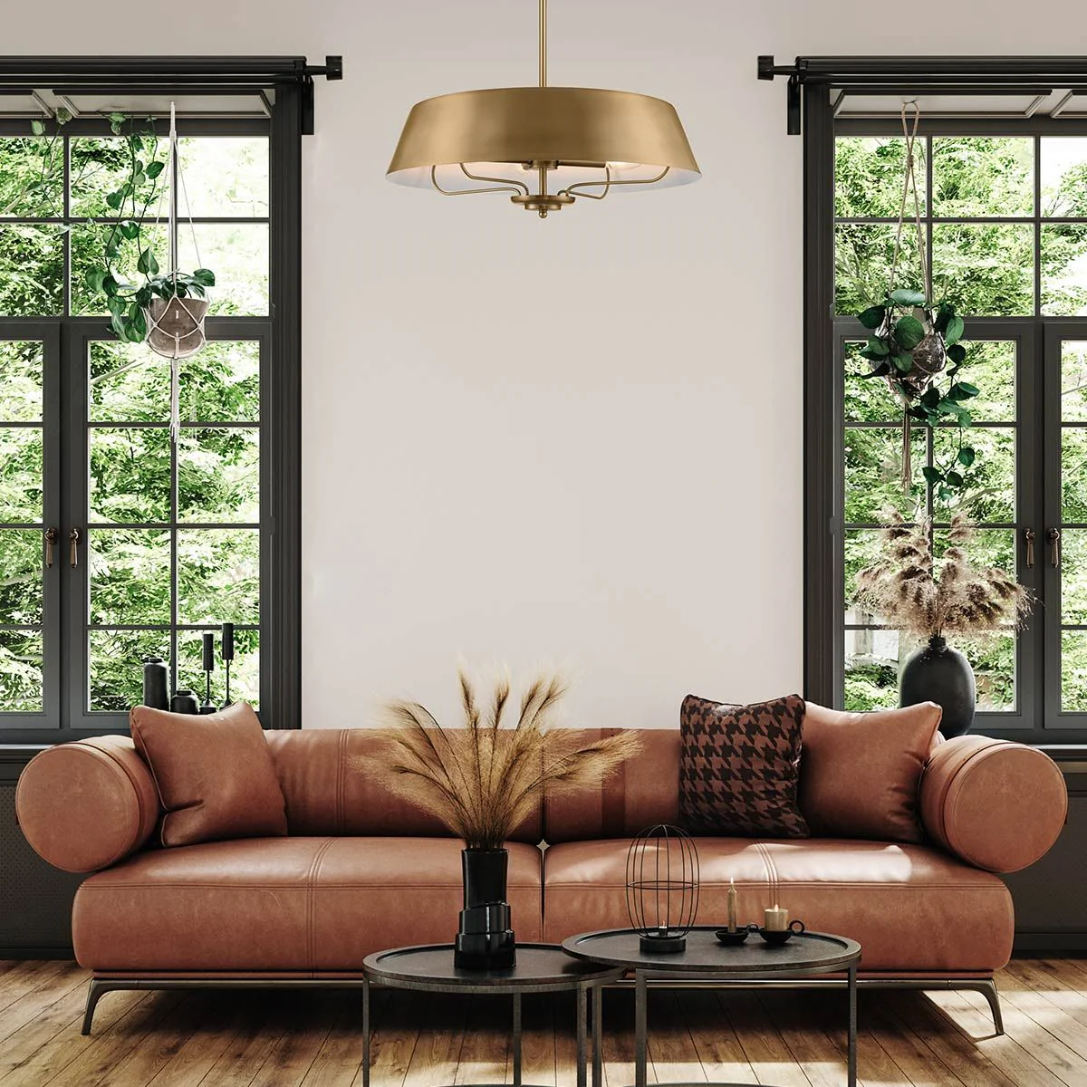 Luella 4lt Pendelleuchte mit zwei Halterungen, gebürstetes Naturmessing - Image 4