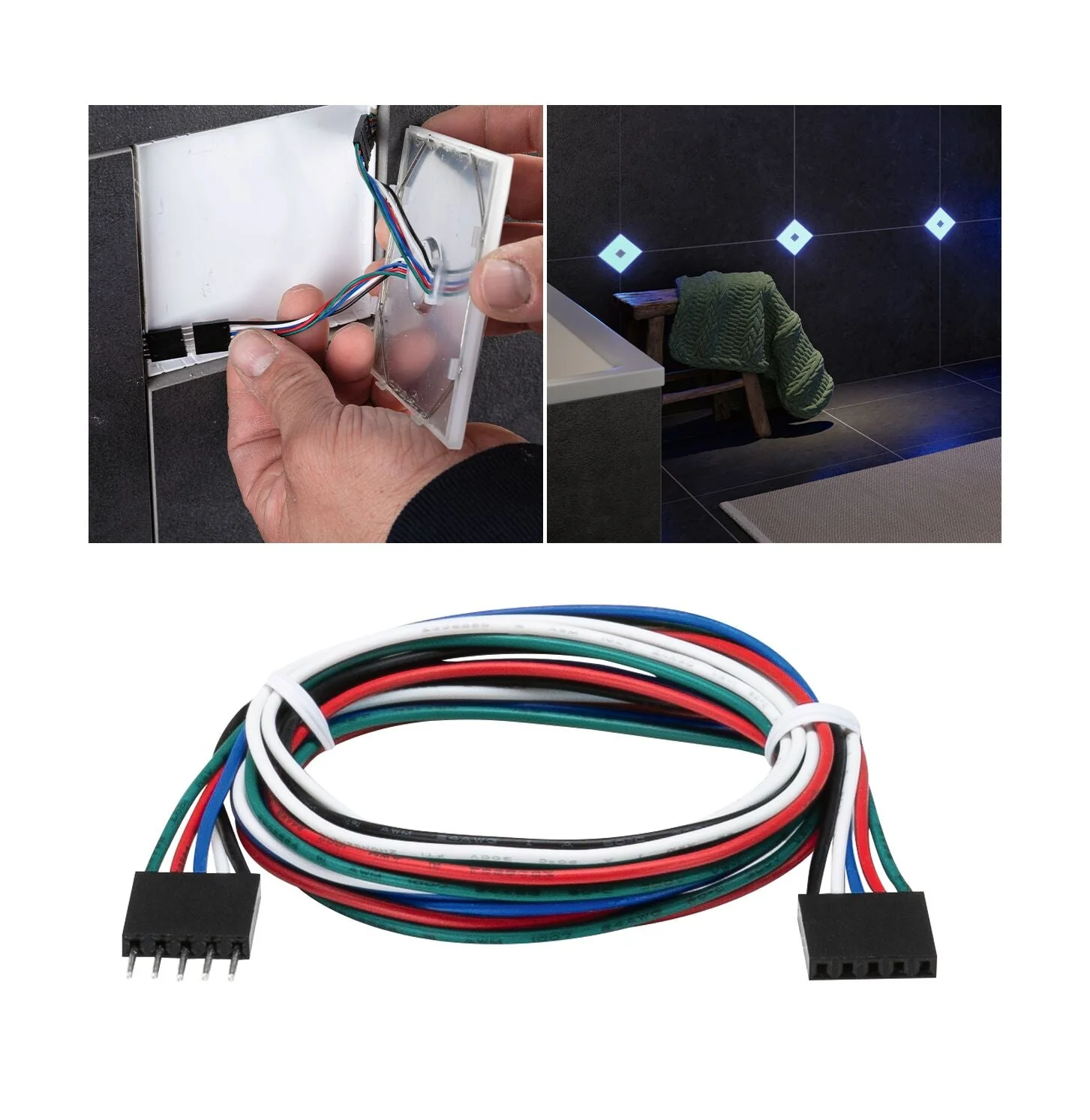 LumiTiles Square RGBW 0,65m 12V Schwarz Kunststoff