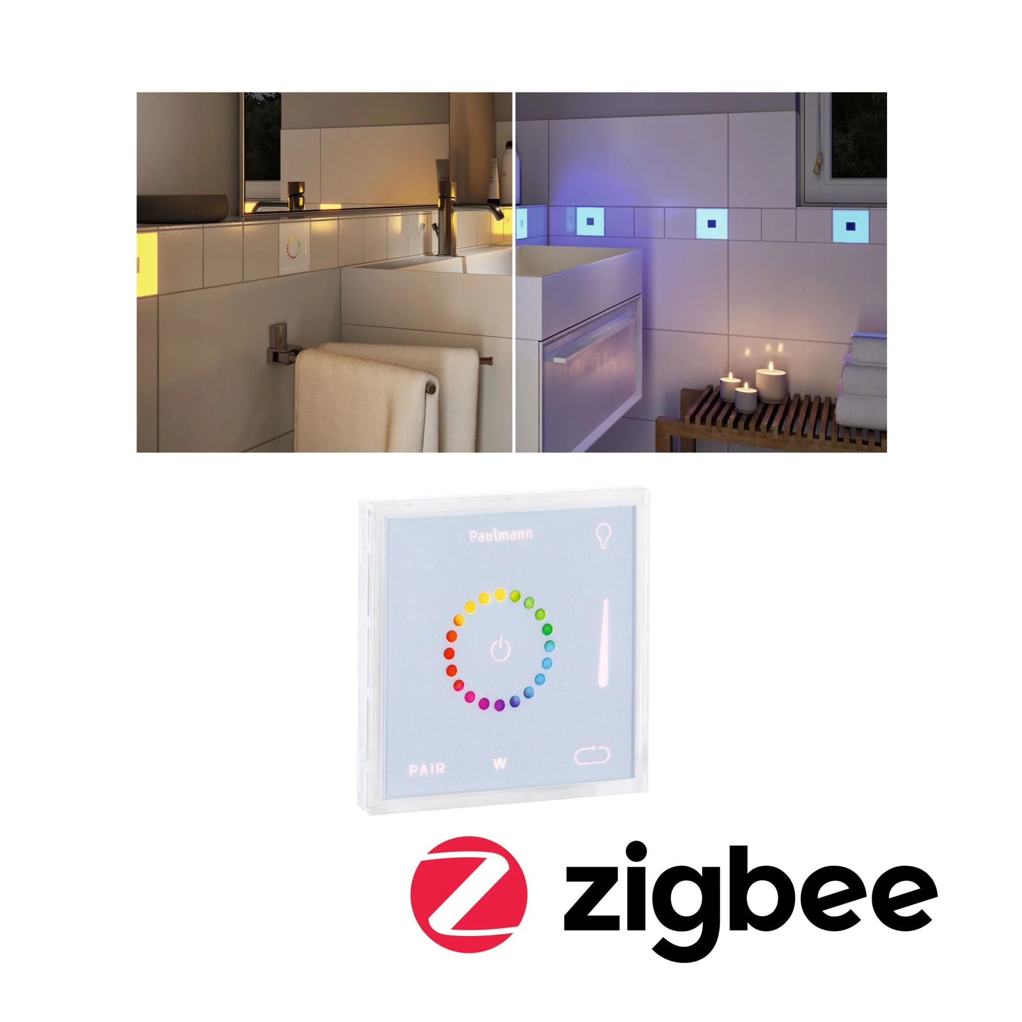 LumiTiles Square Touch Modul IP44 100x10mm RGBW+ Weiß Kunststoff/Aluminium