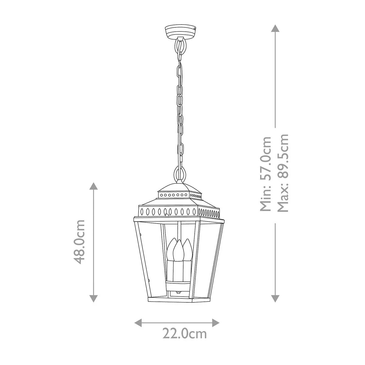 Mansion House Laterne mit Kettenbeleuchtung, 3 Lichter, poliertes Nickel - Image 5