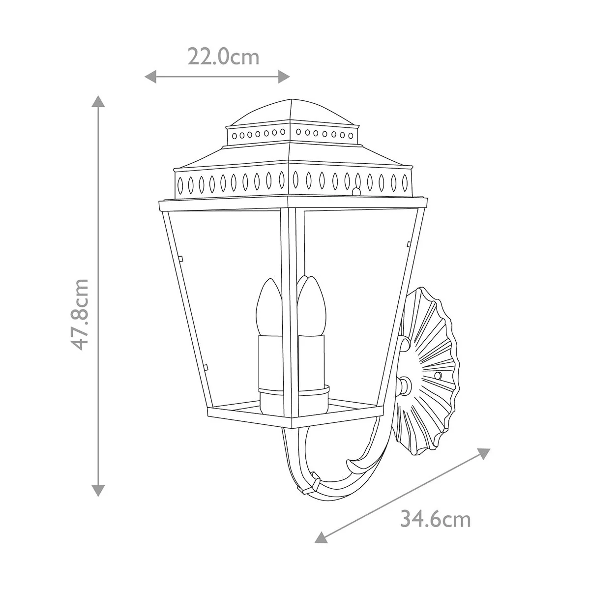 Mansion House Wandlaterne mit 3 Lichtern, gealtertes Messing - Image 6