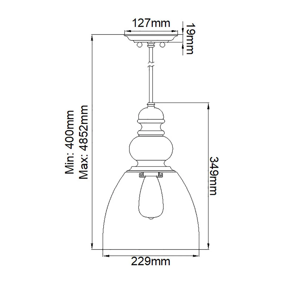 Matrimonio 1-flammige Mini-Pendelleuchte - Treibholz / dunkles verwittertes Zink - Image 6