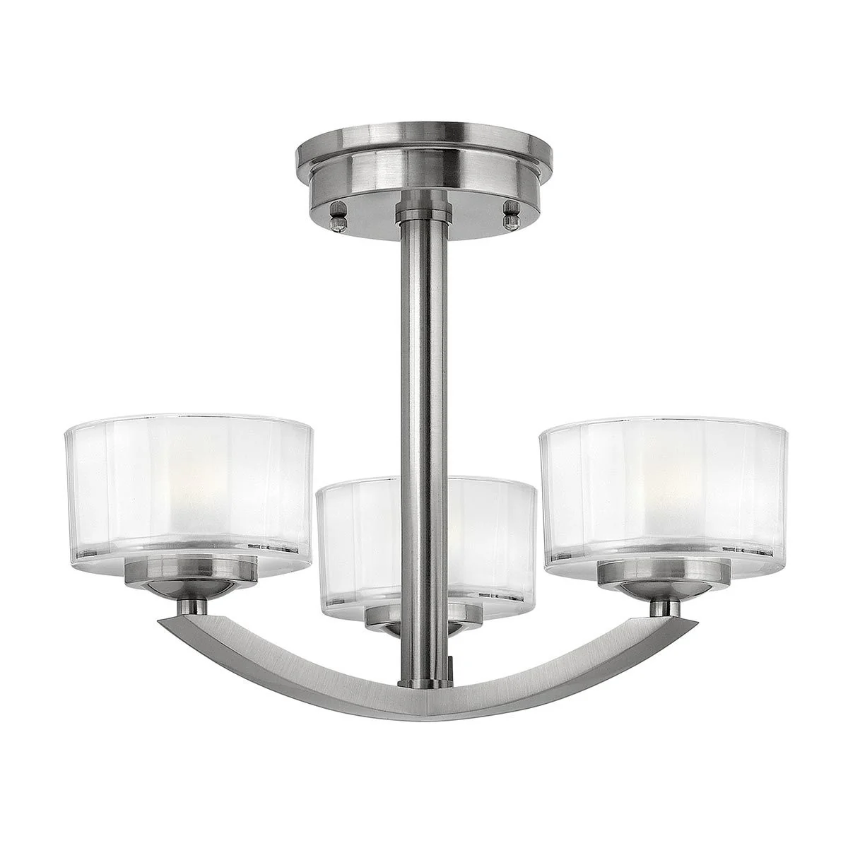 Meridian 3-flammige Halbdeckenleuchte, gebürstetes Nickel