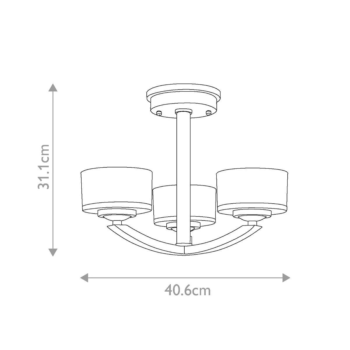 Meridian 3-flammige Halbdeckenleuchte, gebürstetes Nickel - Image 5