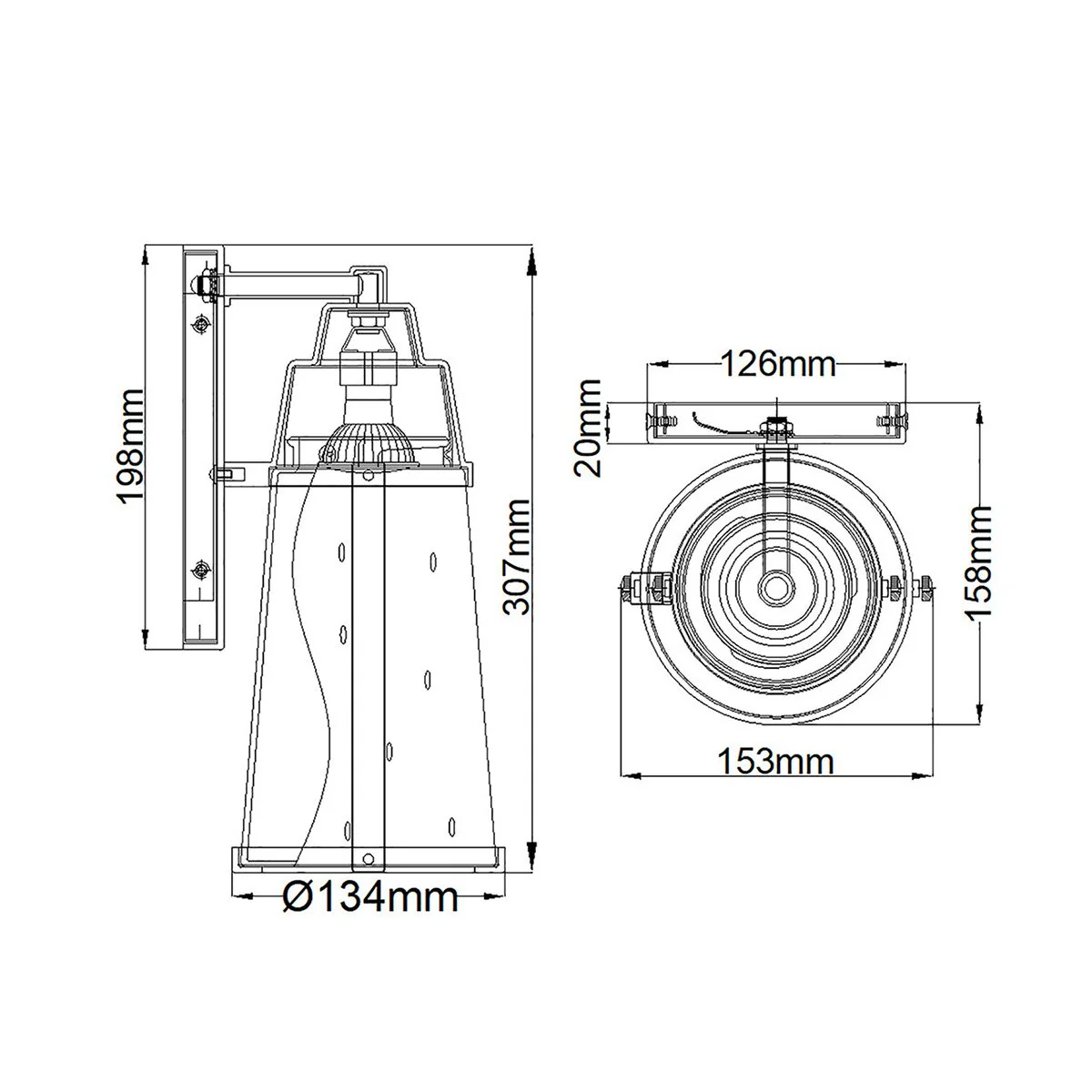 Miles 1-flammige Wandlaterne, satiniertes Nickel lackiert - Image 4