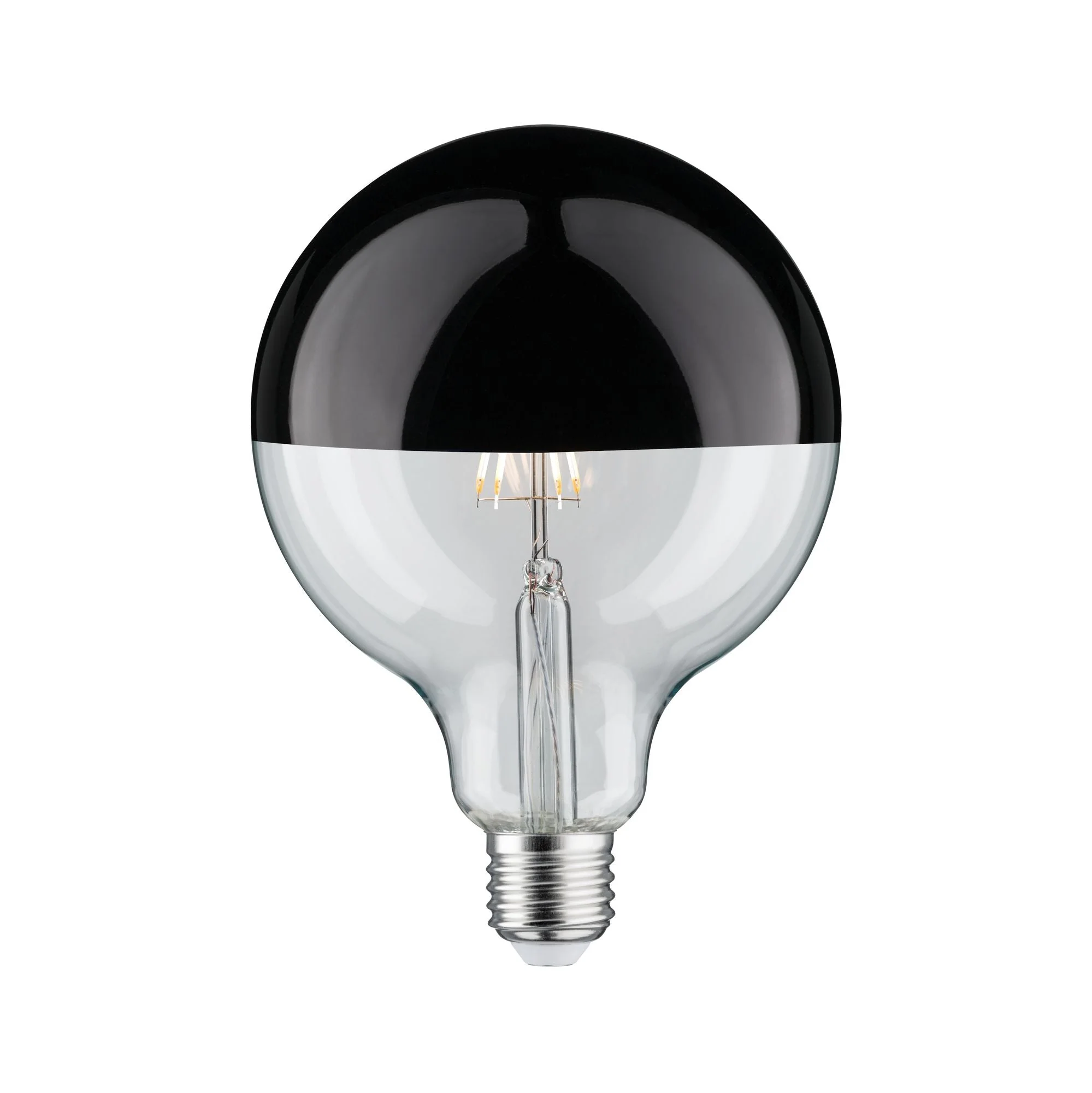 Modern Classic Edition LED Globe  Kopfspiegel E27 G125 600lm 6,5W 2700K dimmbar Kopfspiegel Schwarzchrom