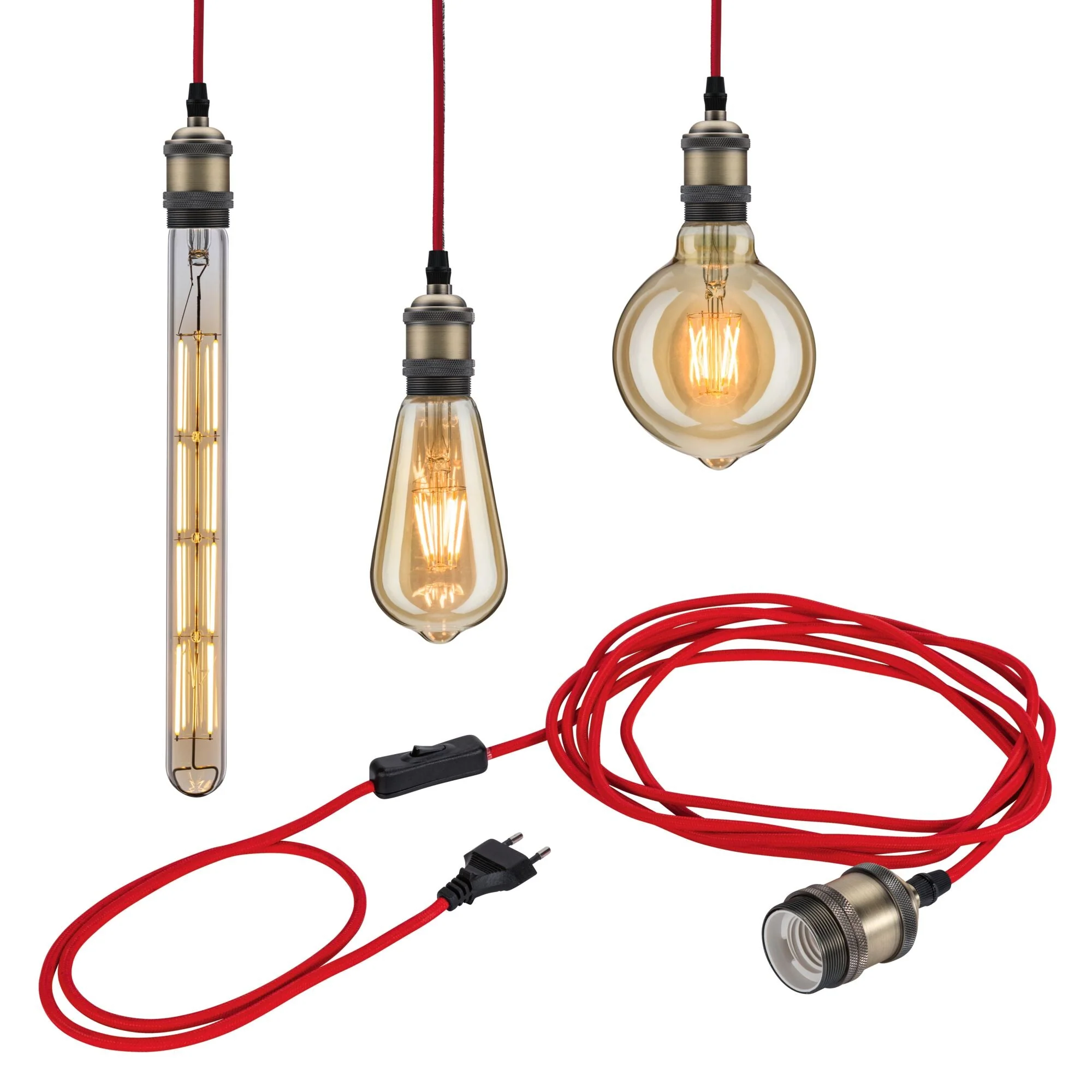 Neordic Eldar inkl. Stecker E27 max. 20W Rot/Nickel gebürstet dimmbar Metall - Image 2