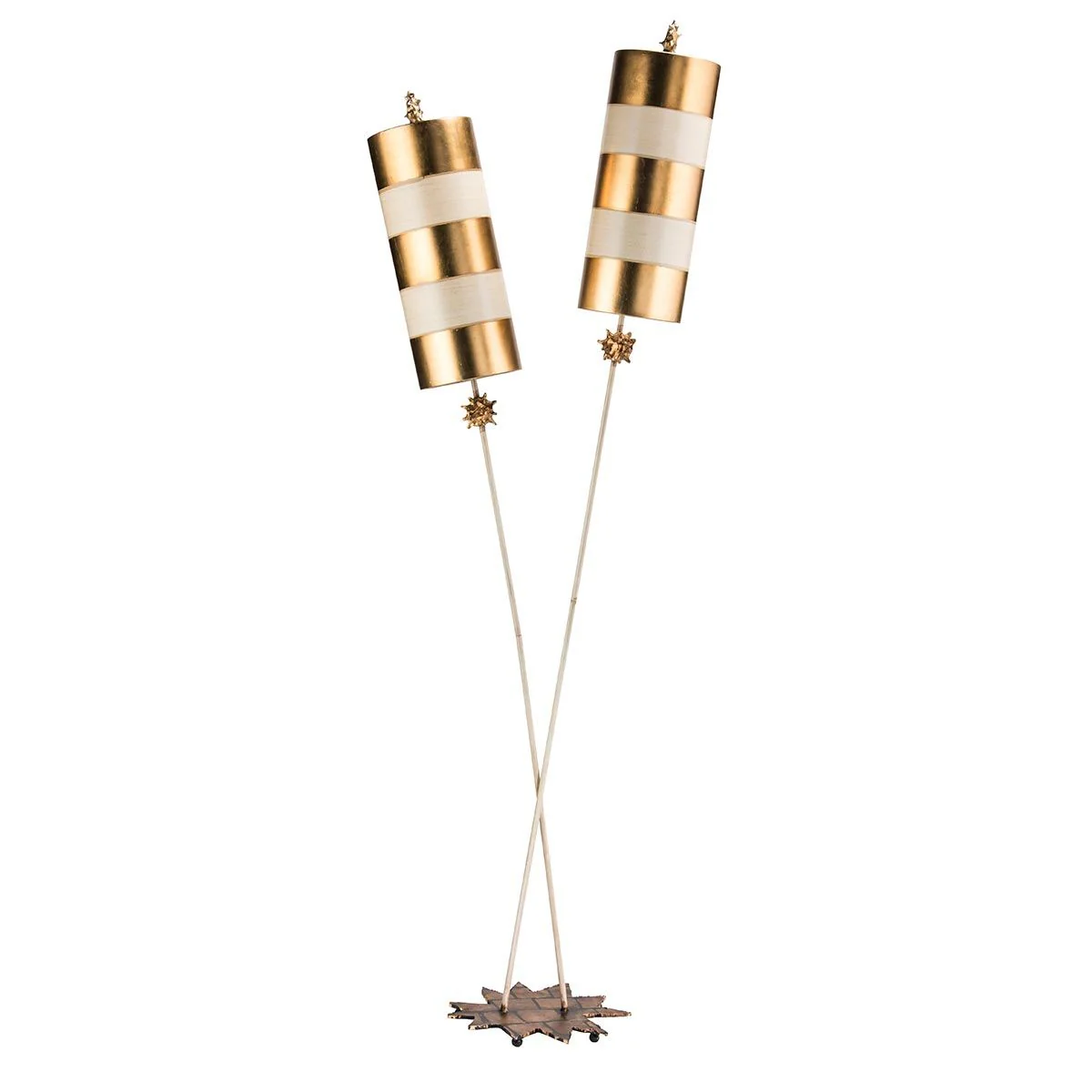 Nettle Luxe Stehlampe mit 2 Lichtern, Gold und Taupe