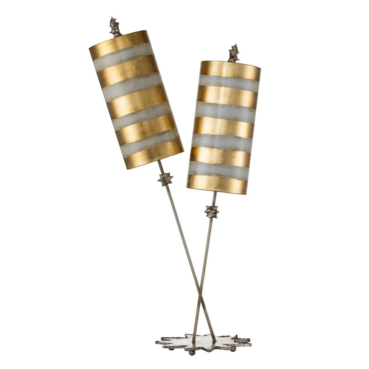 Nettle Luxe Tischlampe mit 2 Lichtern, Blattgold und Taupe - Image 7