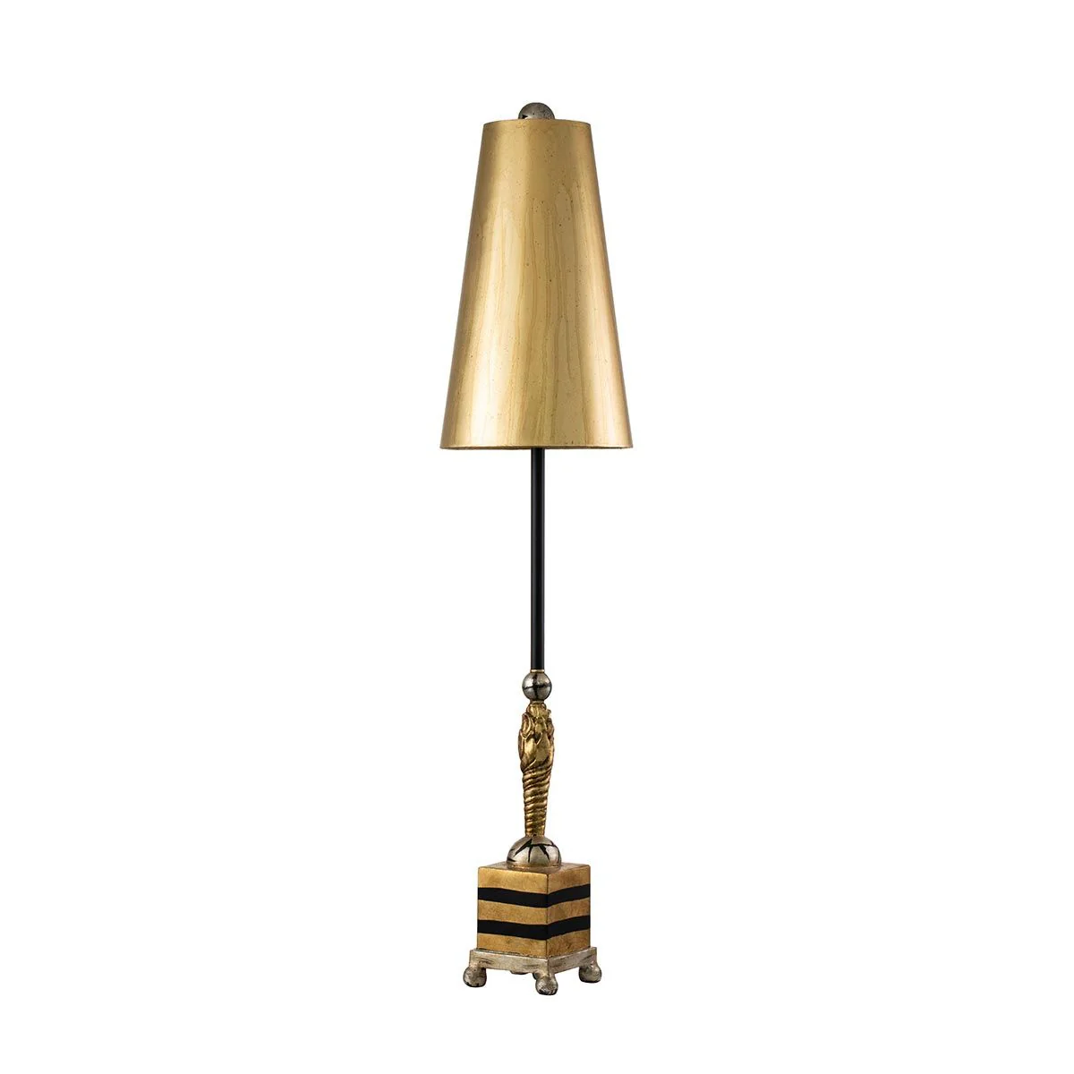 Noma Luxe Tischlampe mit 1 Licht, Blattgold, Schwarz und Silber, Schirm aus glasiertem Blattgold - Image 6