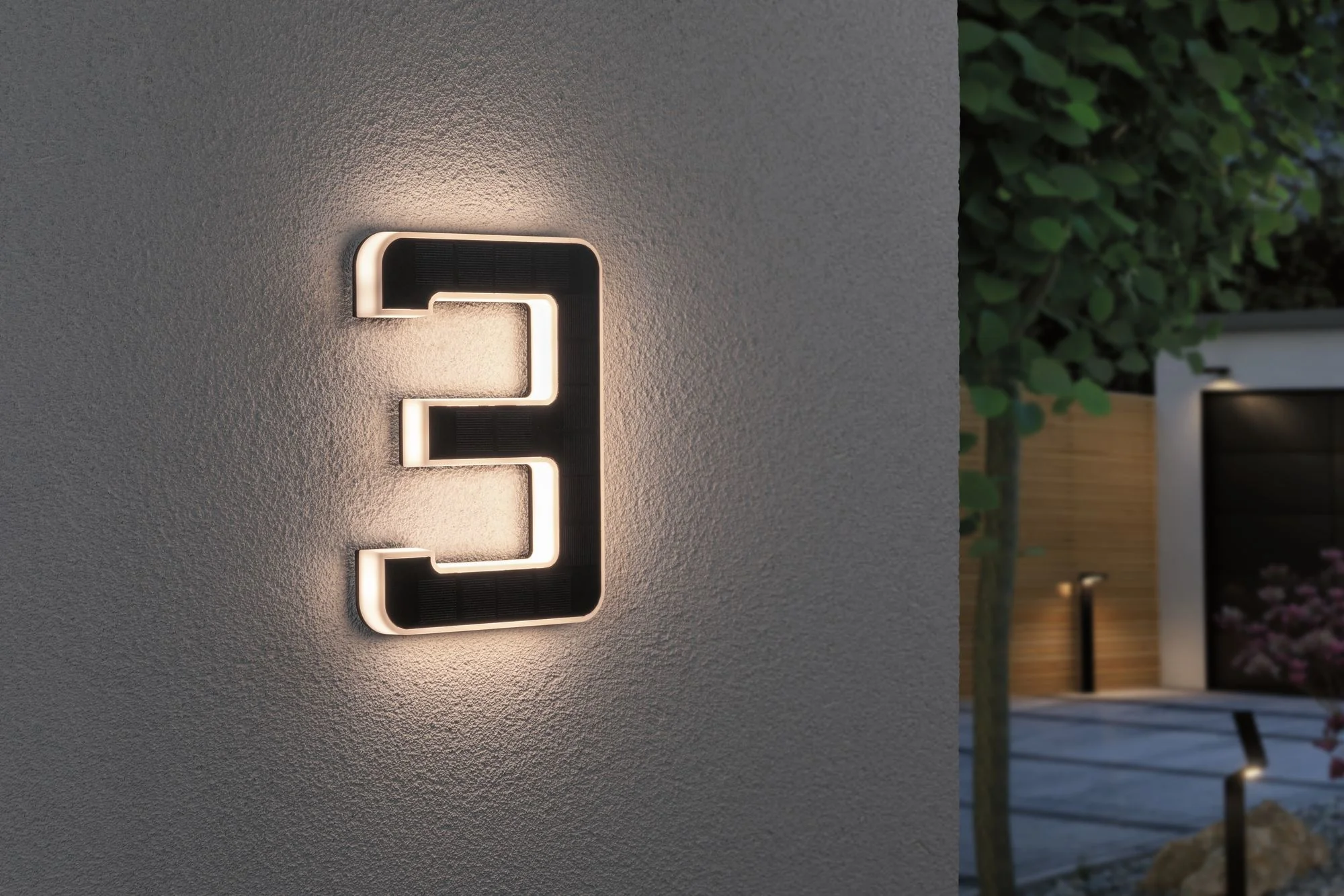 Outdoor Solar Hausnummer 3 IP44 3.000K 0,2W Akku wechselbar - Image 3