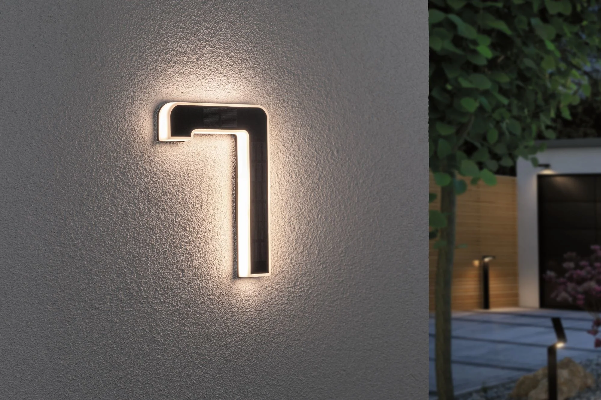 Outdoor Solar Hausnummer 7 IP44 3.000K 0,2W Akku wechselbar - Image 3