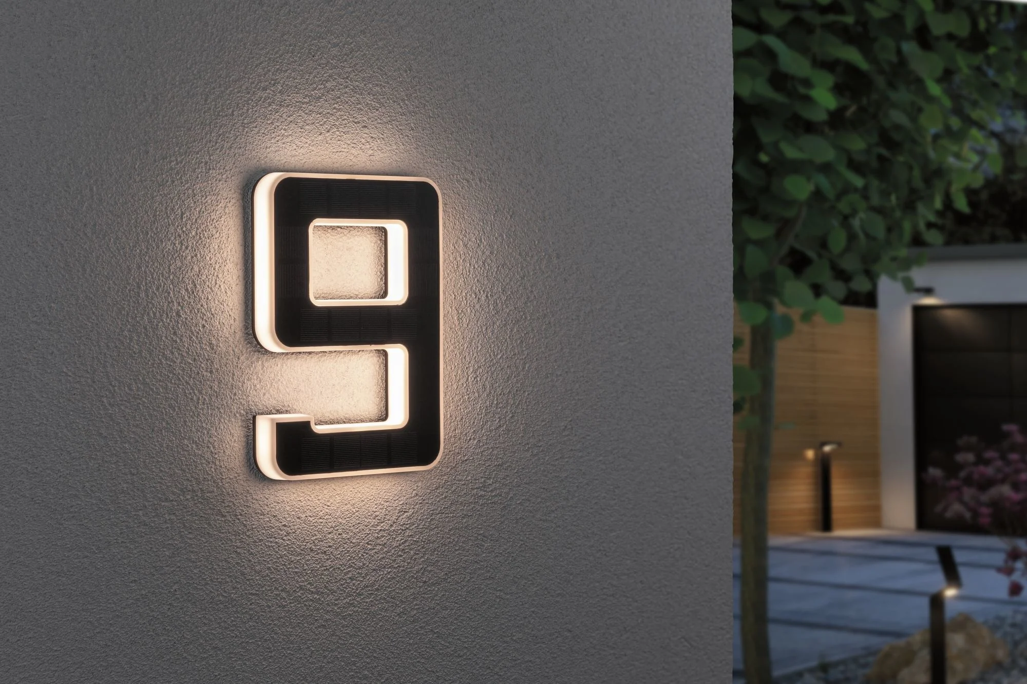 Outdoor Solar Hausnummer 9 IP44 3.000K 0,2W Akku wechselbar - Image 3
