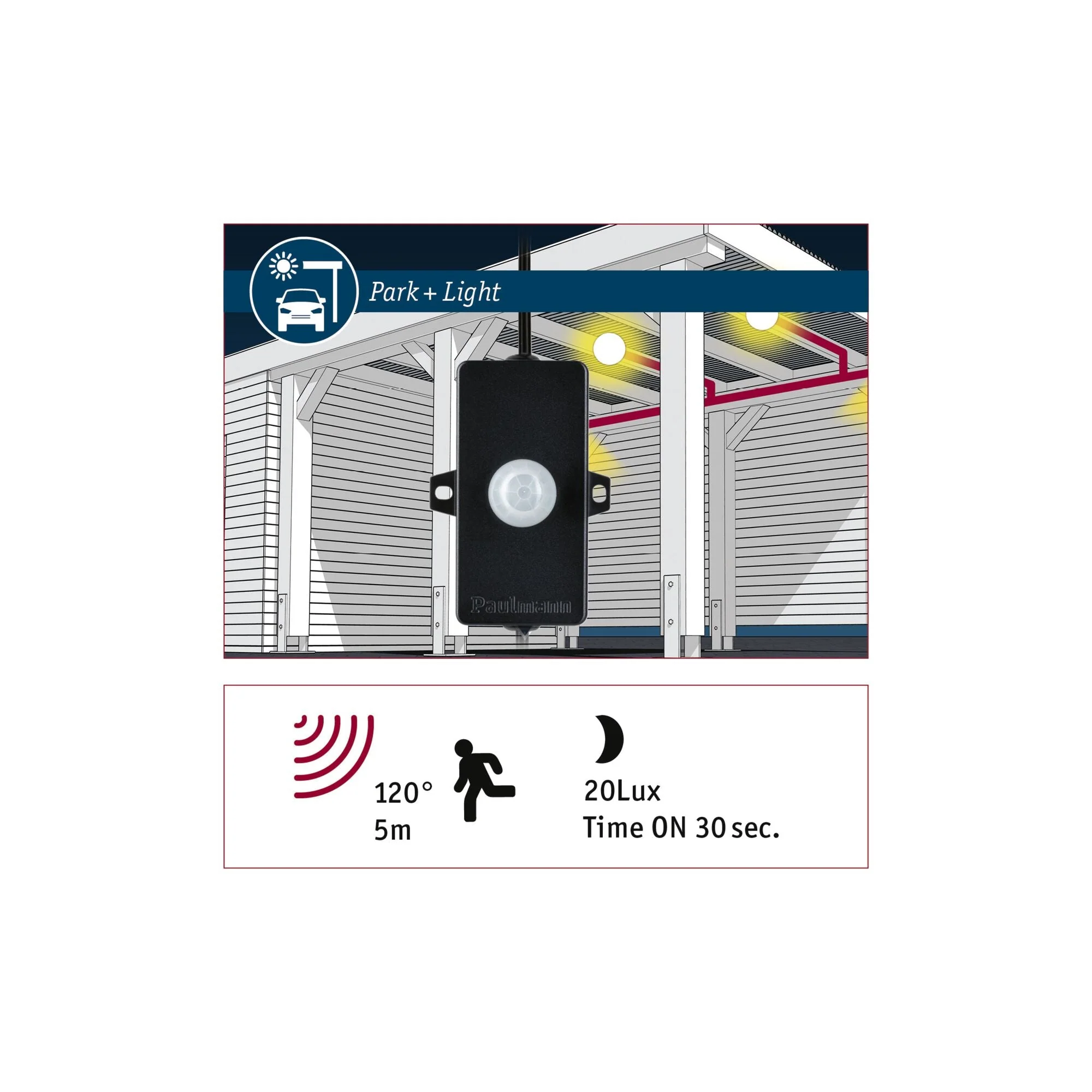 Park + Light Bewegungsmelder IP44 max. 24W Schwarz - Image 3