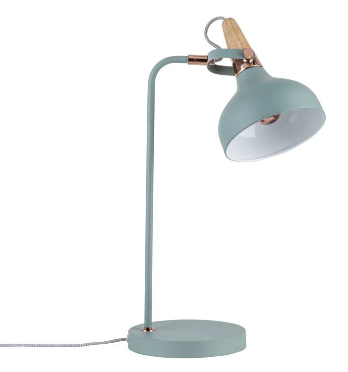 Neordic Juna Tischleuchte max.1x20W E14 Softgrün/Kupfer/Holz 230V Metall/Holz Tischleuchte