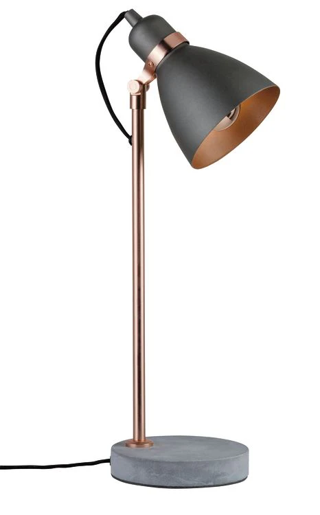Neordic Orm Tischleuchte max.1x20W E27 Grau/Kupfer matt 230V Metall/Beton Tischleuchte