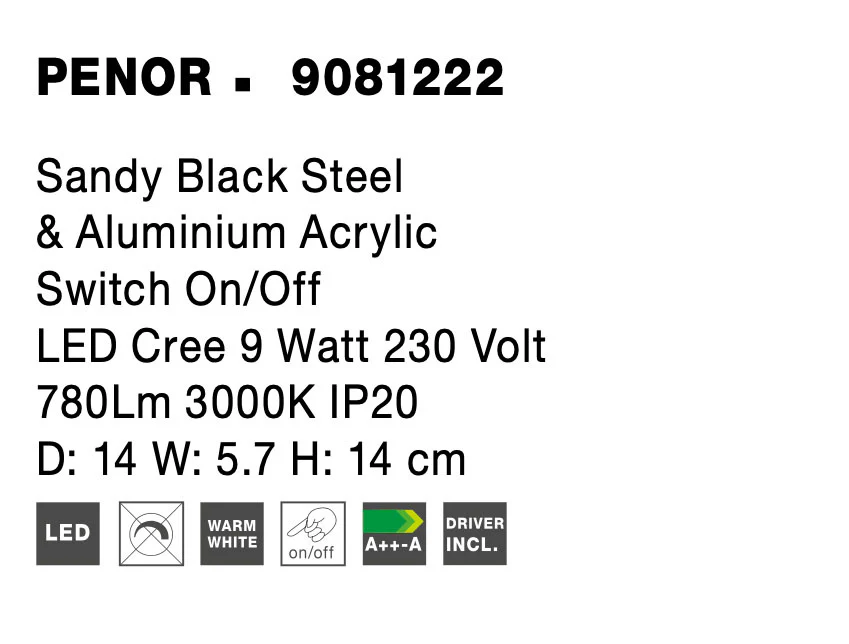 PENOR Wandaufbauleuchte 9 Watt 140 mm 3000 Kelvin - Image 8