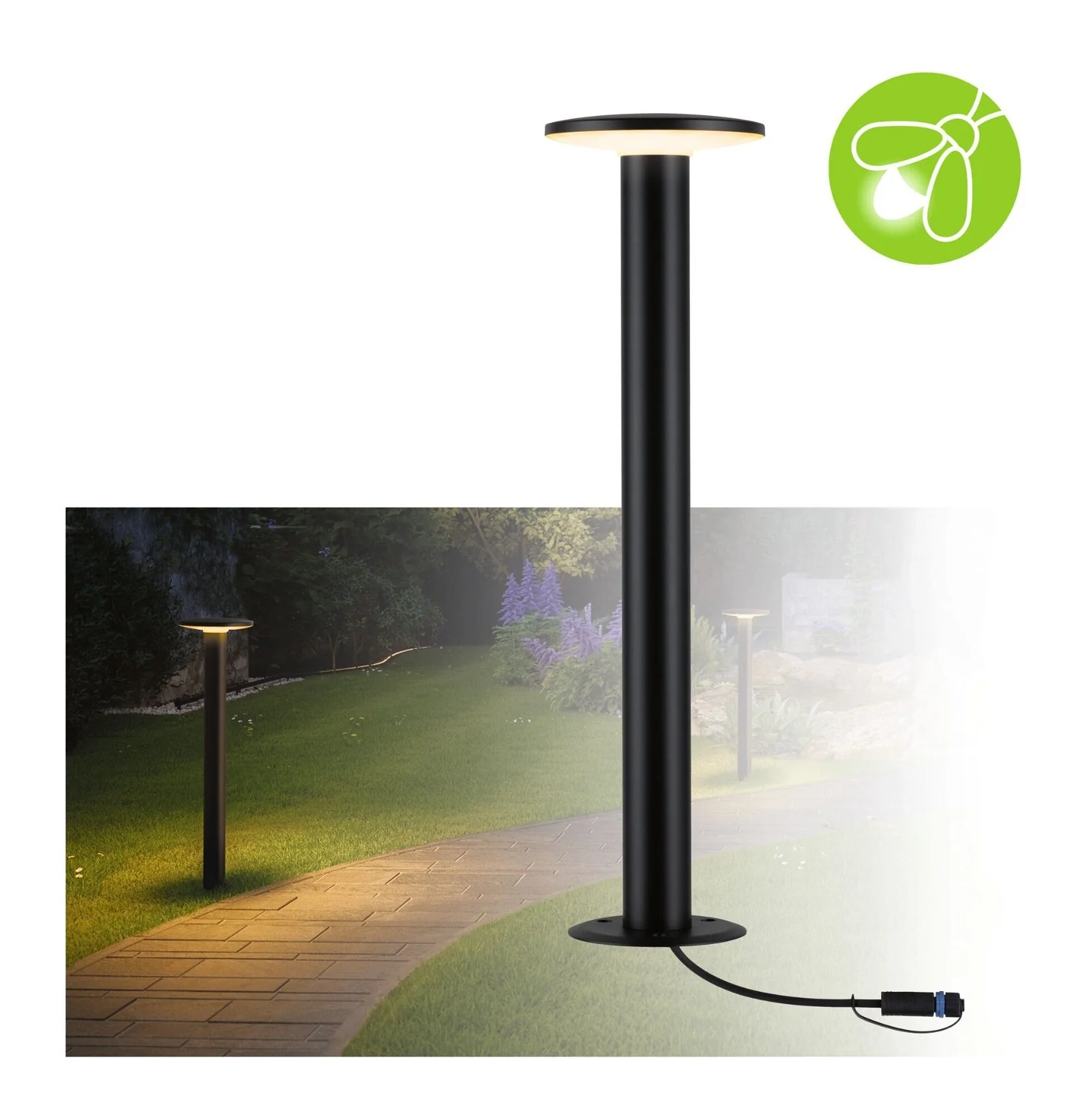 Plug & Shine LED Pollerleuchte Plate Einzelleuchte IP44 2200K 7W Anthrazit