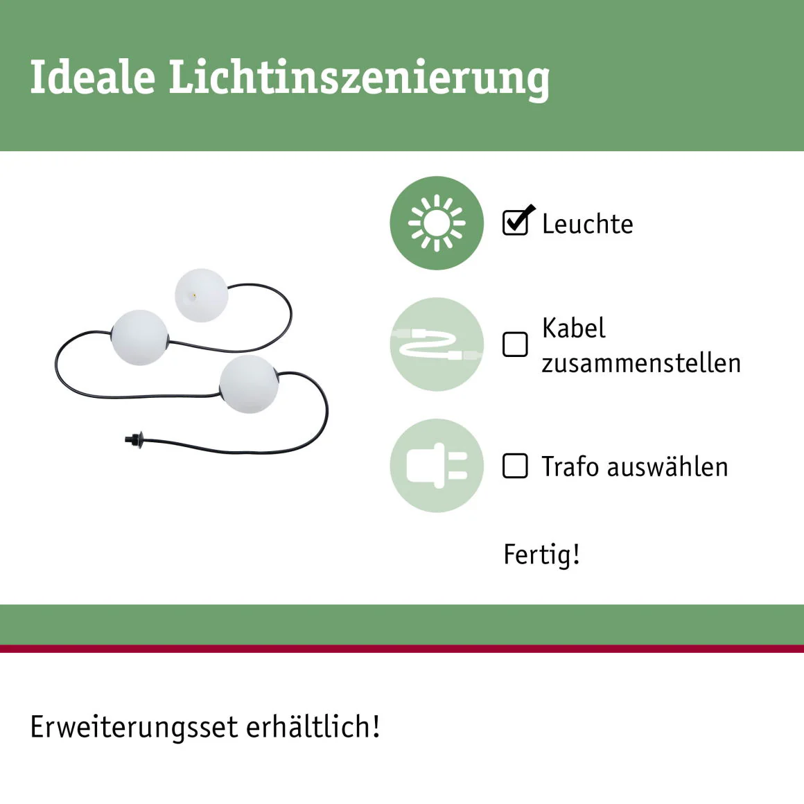 Plug & ShineLED Lichterkette Naima Erweiterungsset IP67 3000K 3x1W 1,71m Schwarz - Image 2