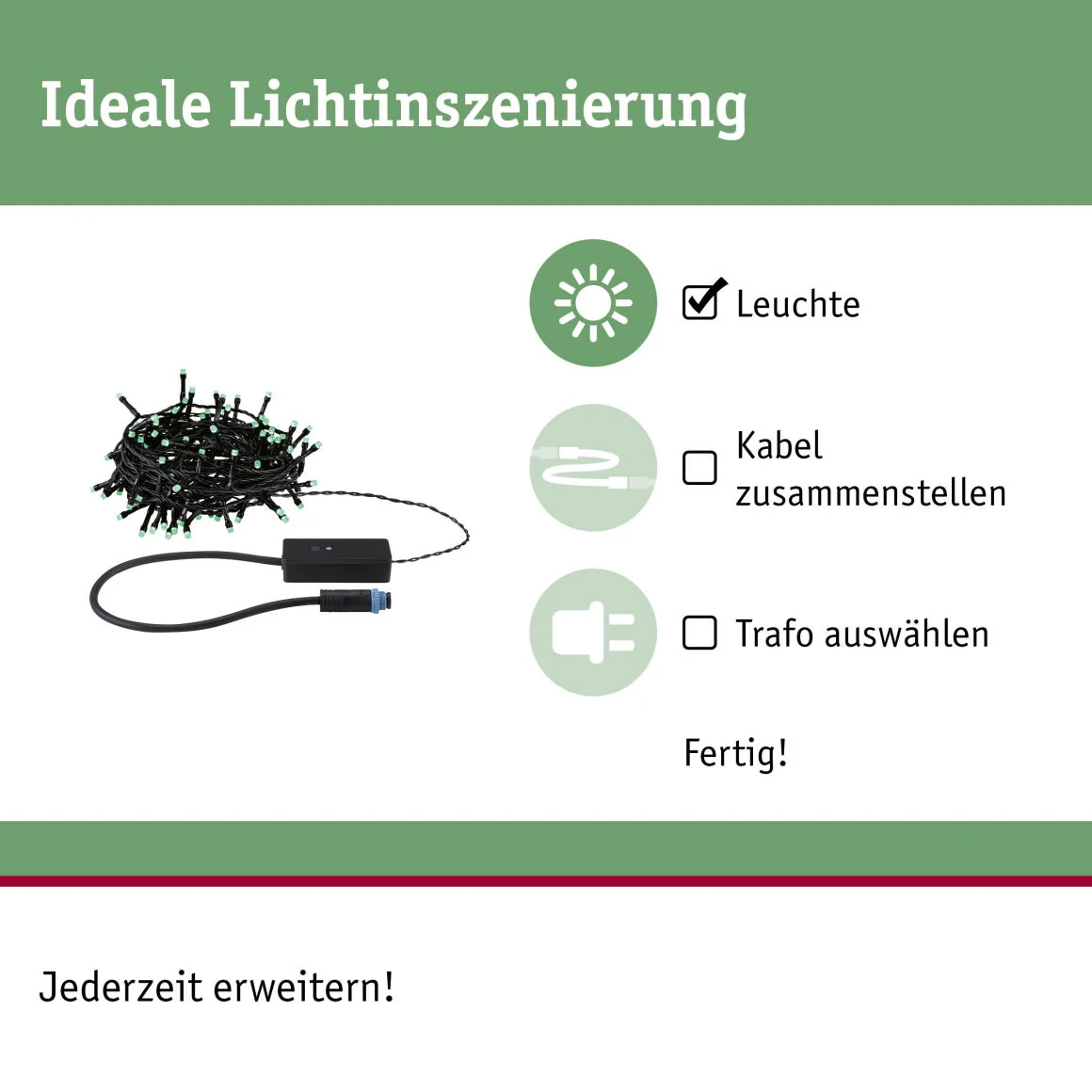 Plug & ShineLED Lichterkette Yuna RGB 12,4m IP44 5W Schwarz - Image 3