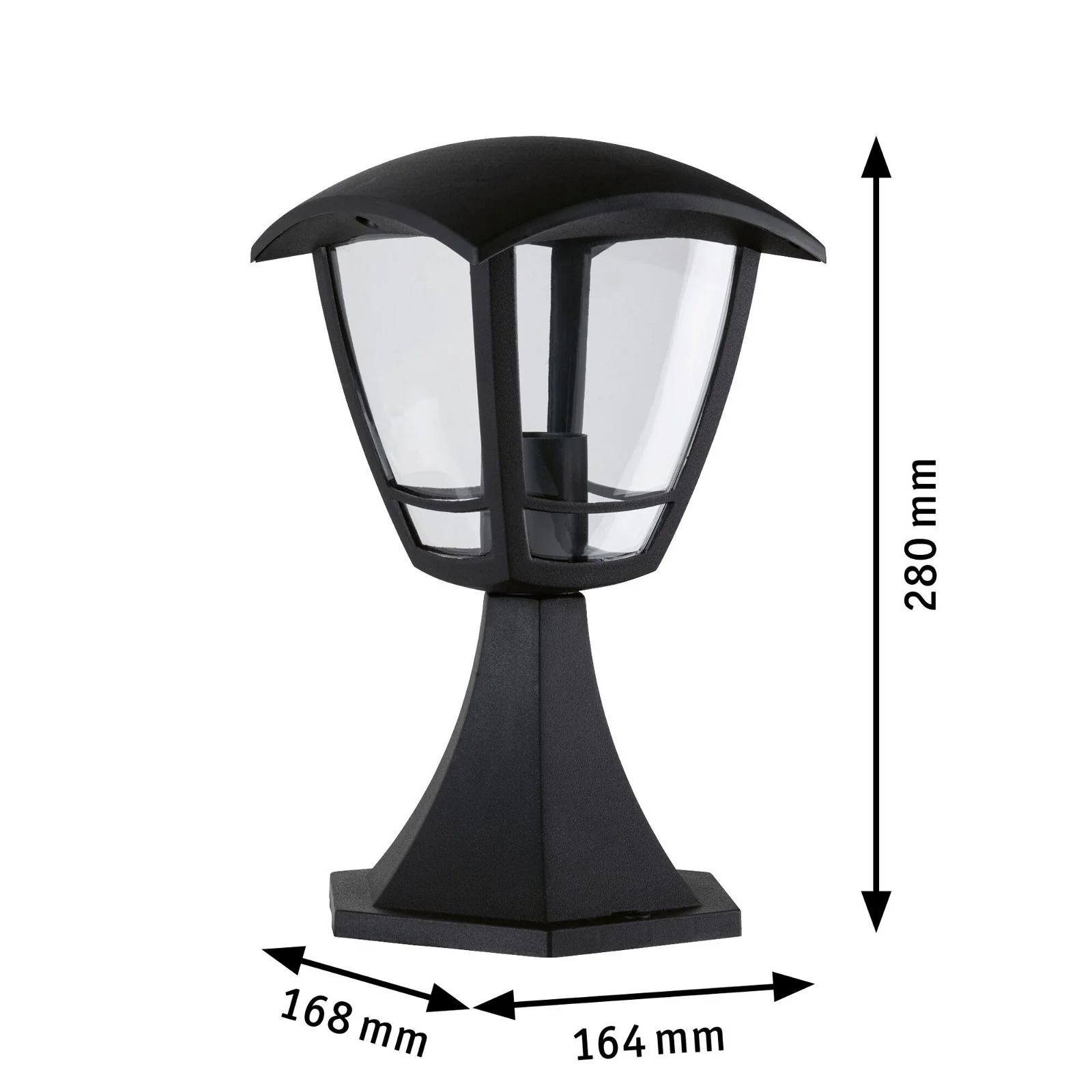 Pollerleuchte Classic Curved  IP44 280mm max. 12W 230V Klar/Schwarz E27 Kunststoff - Image 3