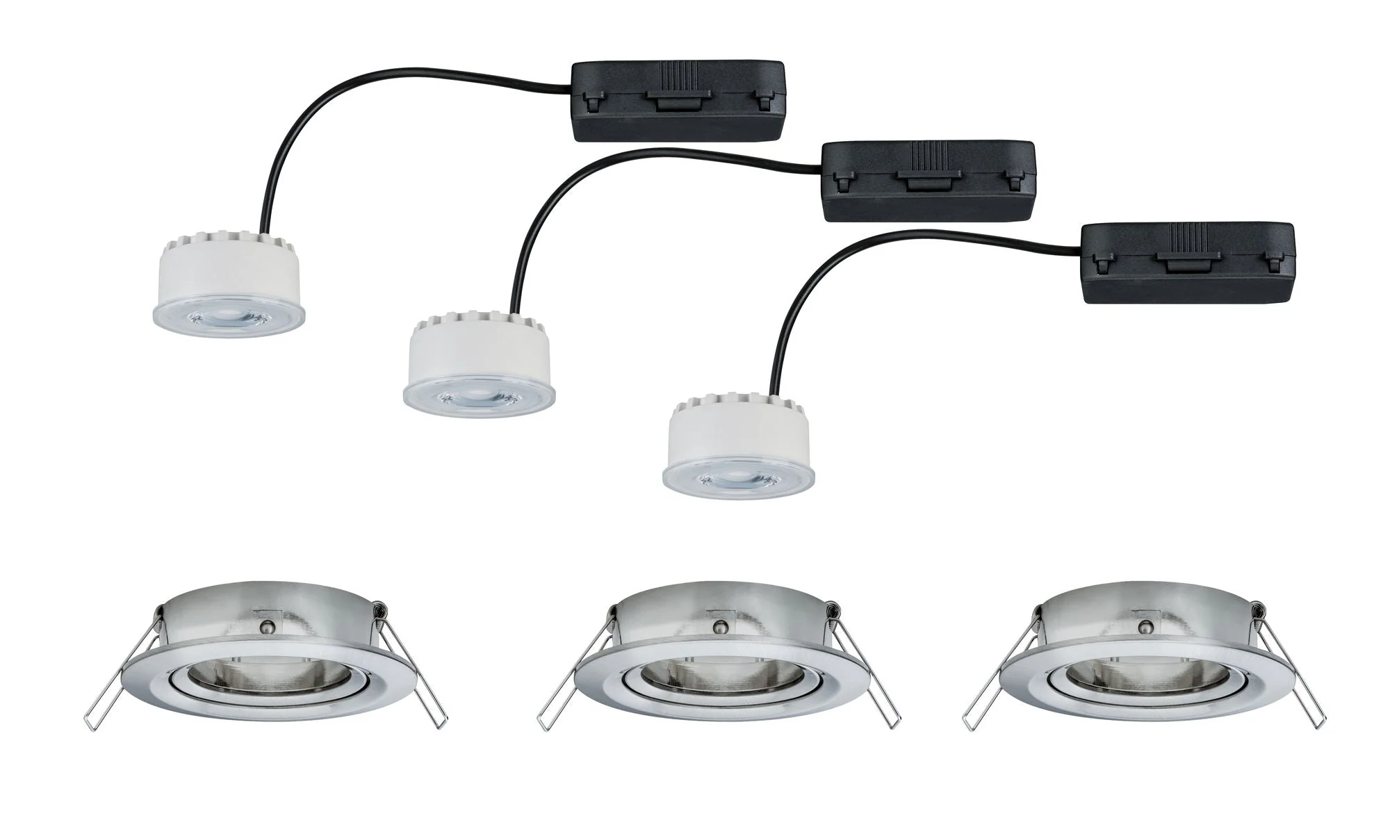 Premium LED Einbauleuchte Coin Basisset schwenkbar rund 84mm 50° Coin 3x6,3W 3x430lm 230V dimmbar 2700K Eisen gebürstet - Image 4