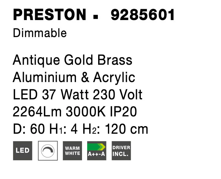 PRESTON Pendelleuchte 35 Watt 600 mm 3000 Kelvin dimmbar - Image 6