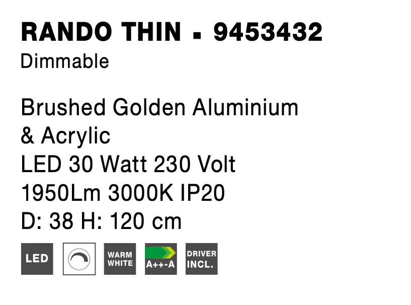 RANDO THIN Pendelleuchte 30 Watt 380 mm 3000 Kelvin dimmbar - Image 5