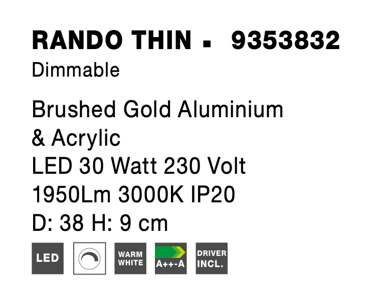 RANDO THIN Deckenaufbauleuchte 30 Watt 380 mm 3000 Kelvin dimmbar - Image 7