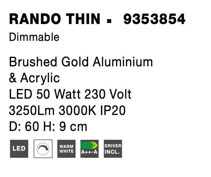 RANDO THIN Deckenaufbauleuchte 50 Watt 600 mm 3000 Kelvin dimmbar - Image 7