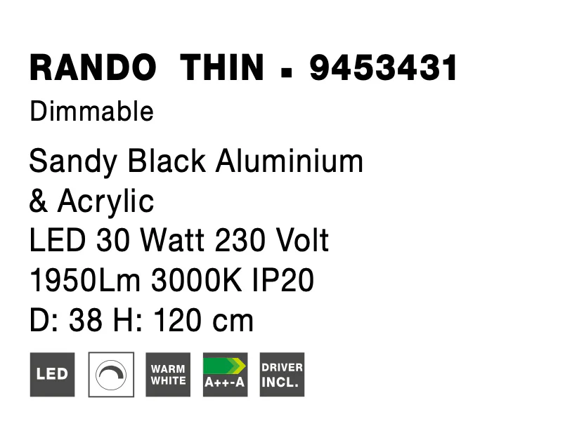 RANDO THIN Pendelleuchte 30 Watt 380 mm 3000 Kelvin dimmbar - Image 7