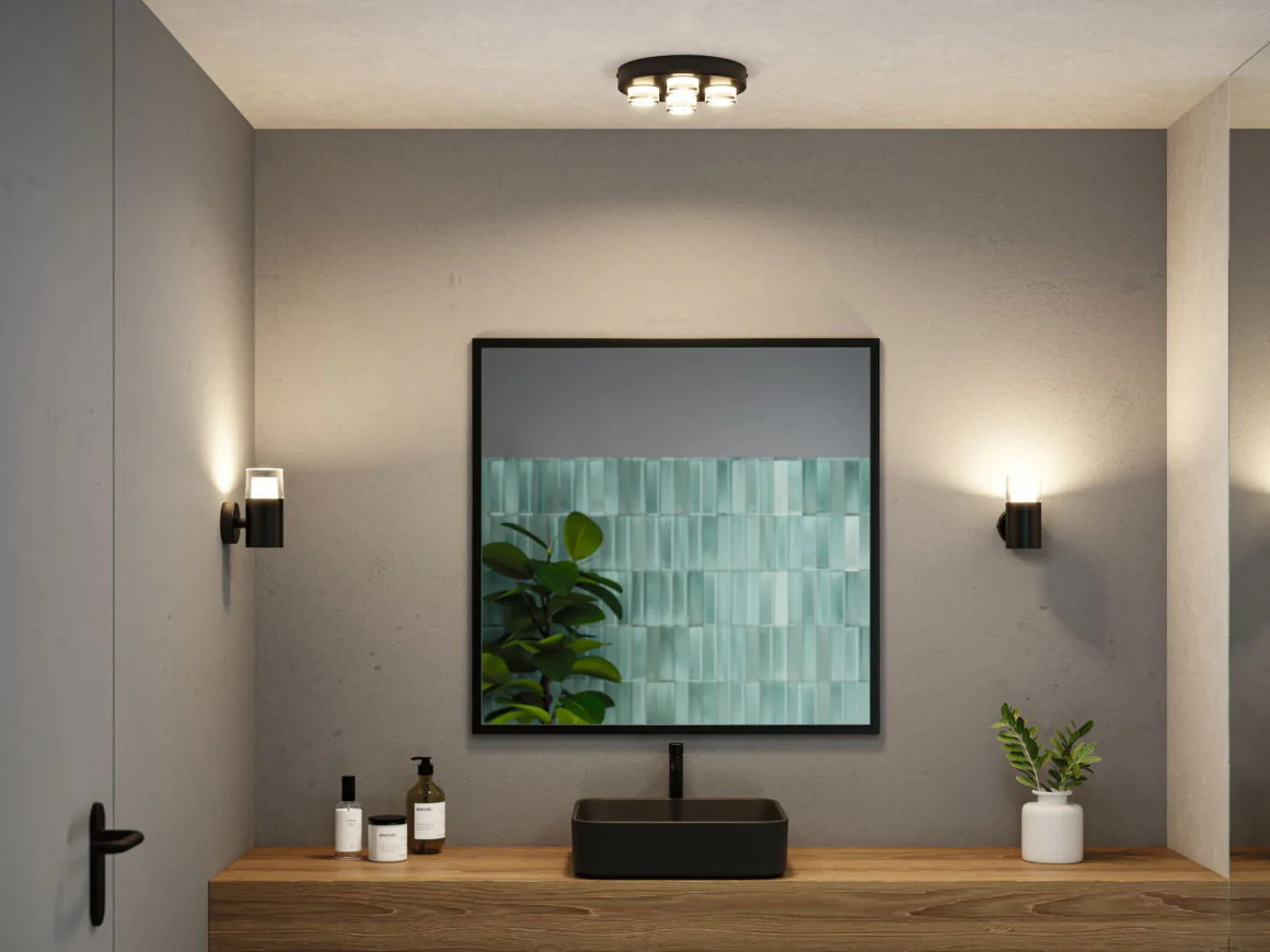 Selection Bathroom Wand-/Deckenleuchte Kame IP44 3000K 4x2000lm 230V 4x4,2W Signalschwarz - Image 4