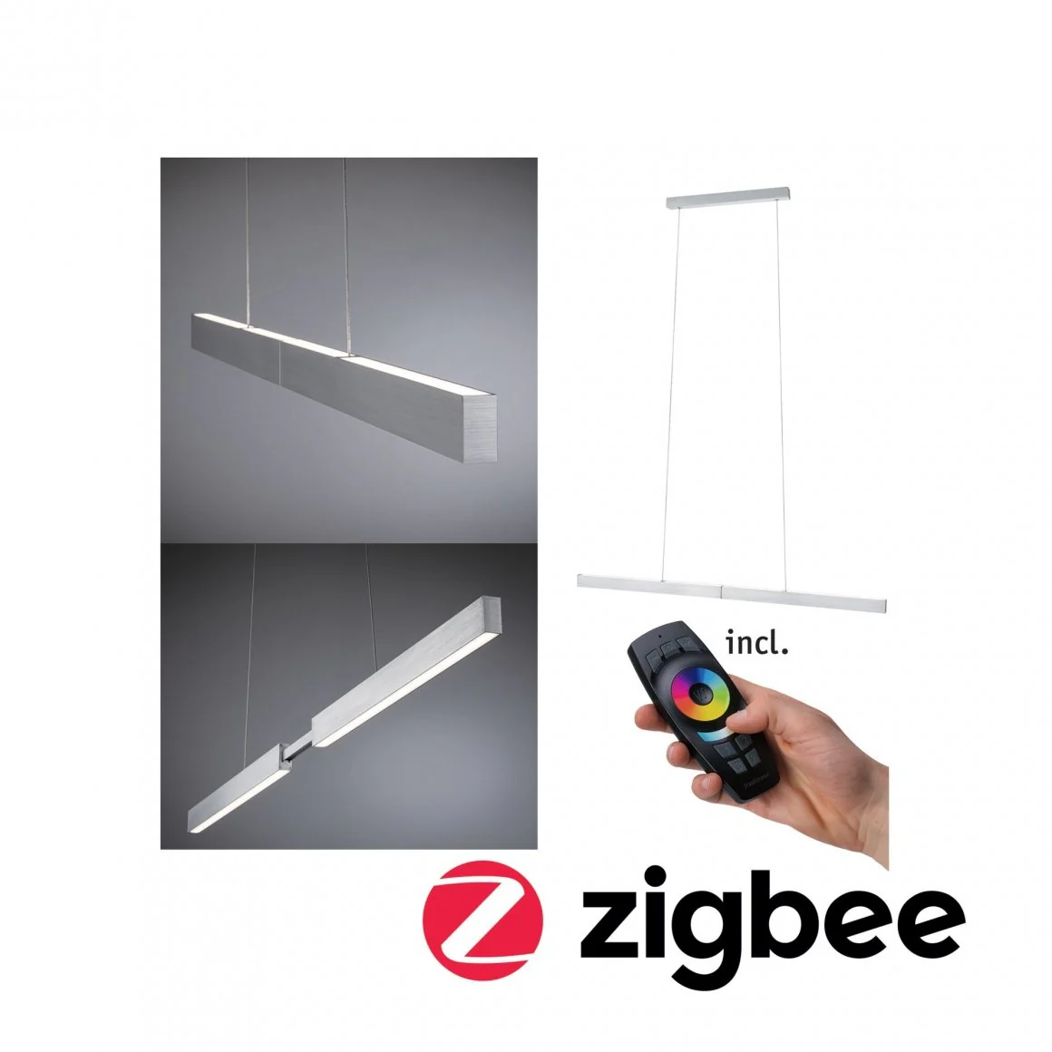 SmartHome Zigbee LED Pendelleuchte Aptare 18W Dimmbar Alu gebürstet Metall Pendelleuchte - Image 5