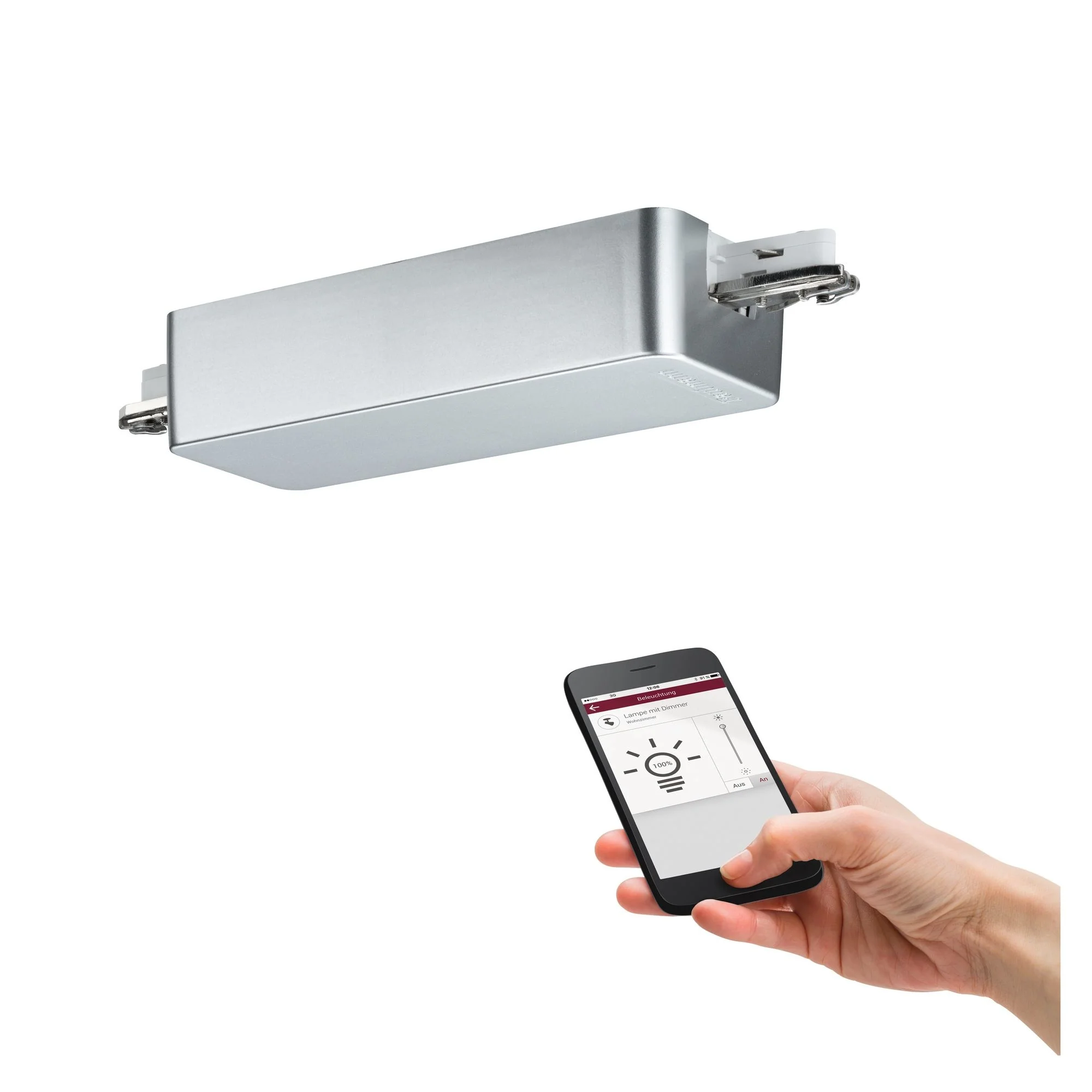 SmartHome Zigbee URail Dimm/Switch Chrom matt max. 400W An/Aus/Dimmen