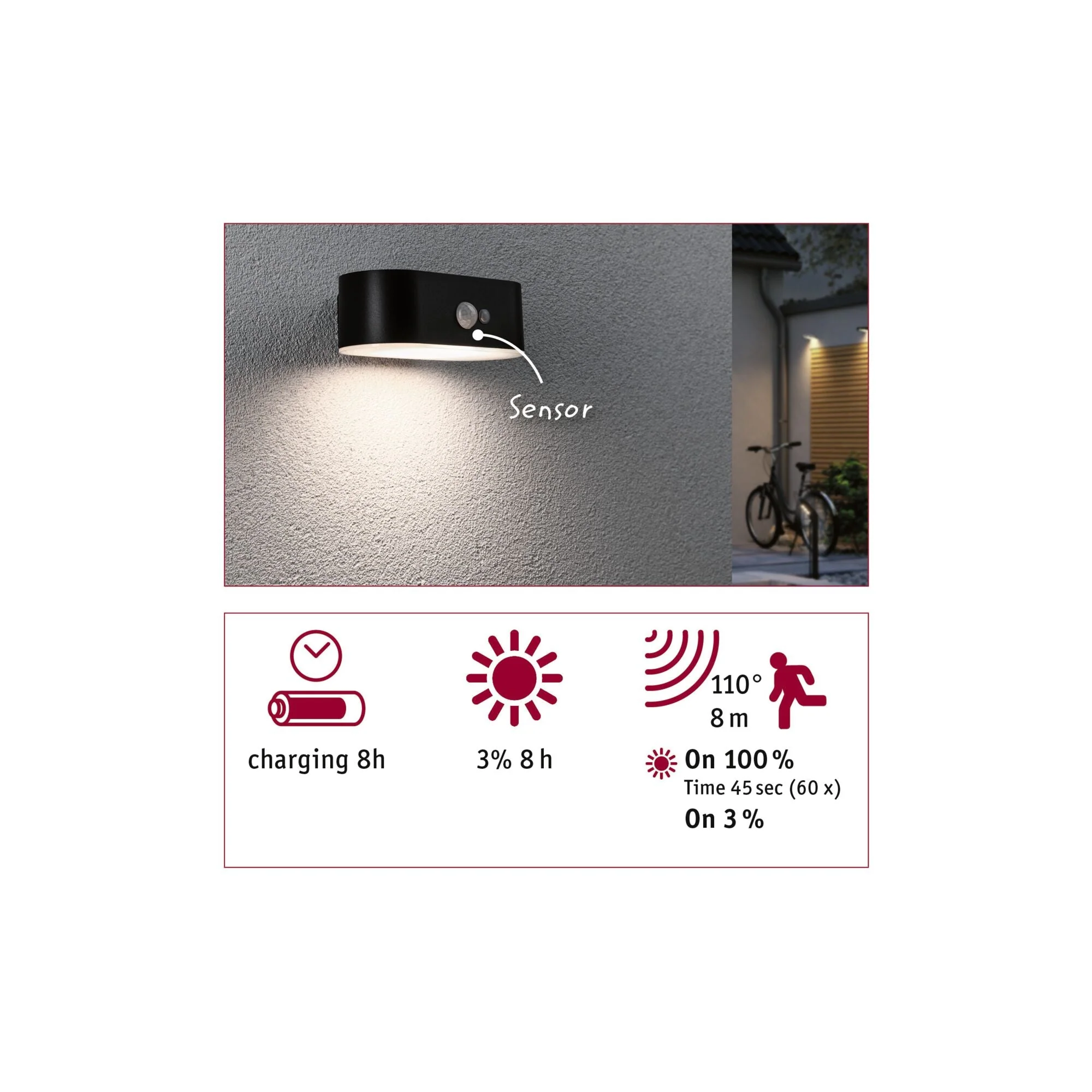 Solar Adya Bewegungsmelder IP44 3000K 200lm Schwarz - Image 5