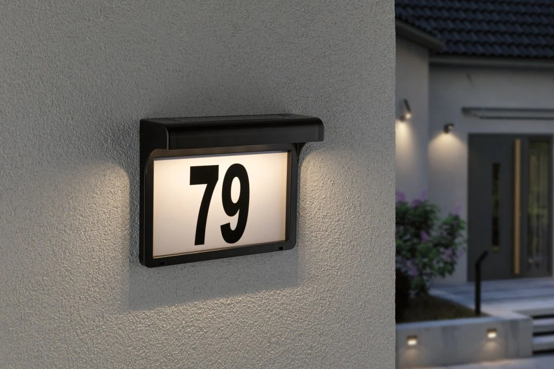 Solar LED Hausnummernleuchte Dayton II IP44 3000K 2lm Schwarz - Image 2